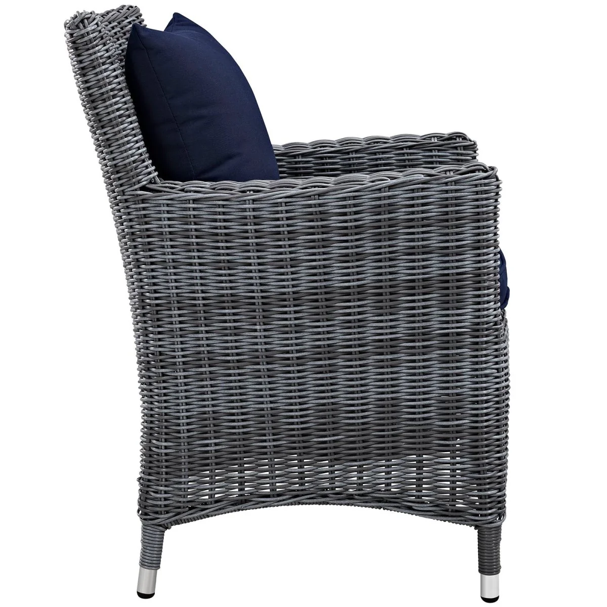 35" Canvas Wicker Outdoor Dining Armchair with Weather-Resistant Fabric and Sturdy Frame - Image 8