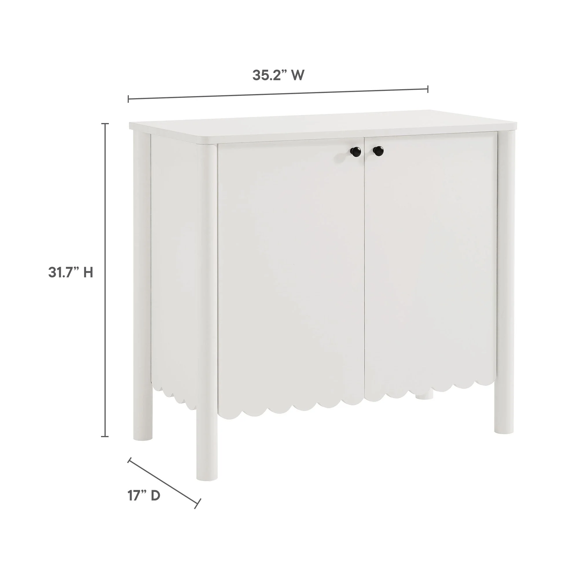 35 Inch 2-Door Scalloped Sideboard Cabinet with Adjustable Shelf - Image 17