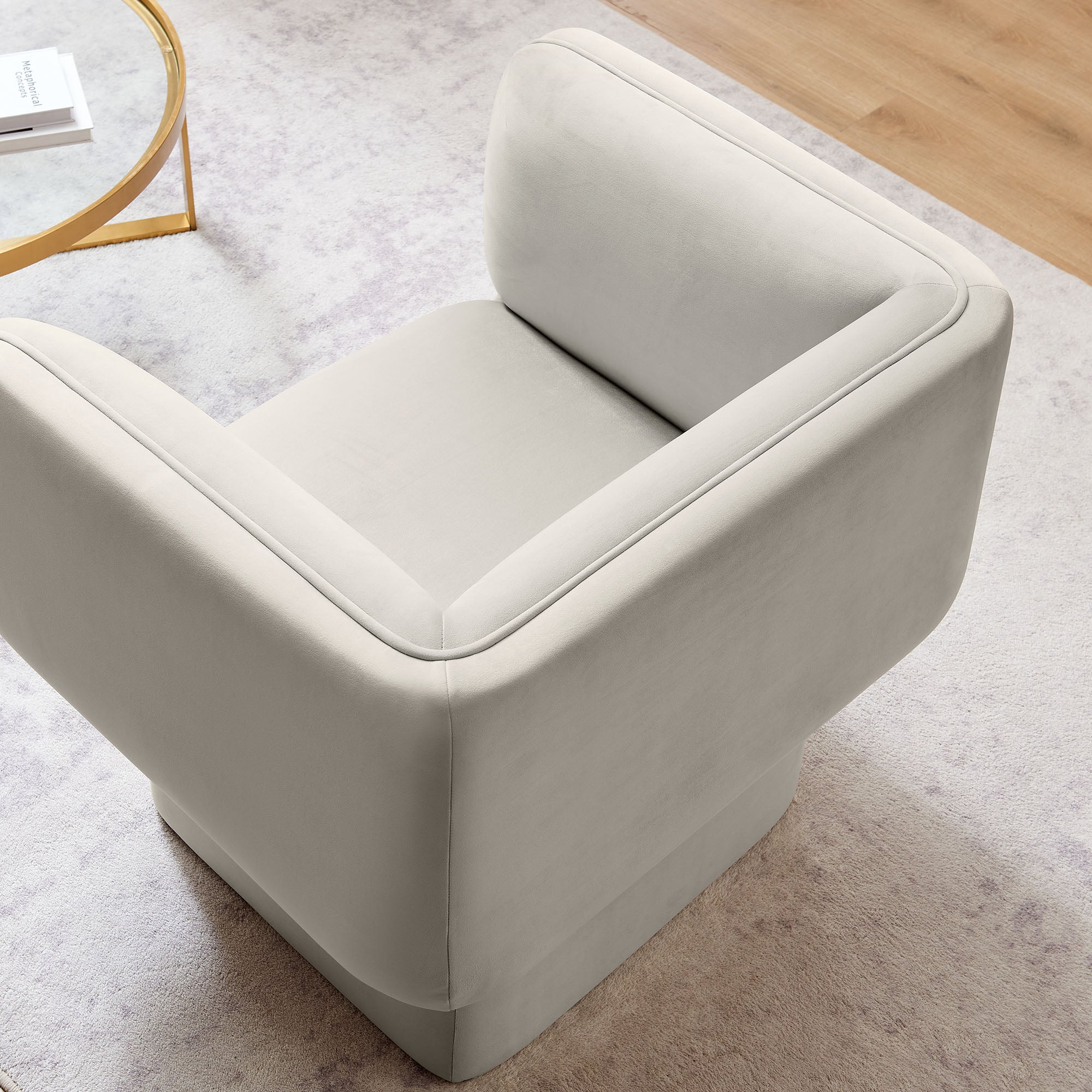 35 Inch Square Performance Velvet Accent Armchair - Image 12