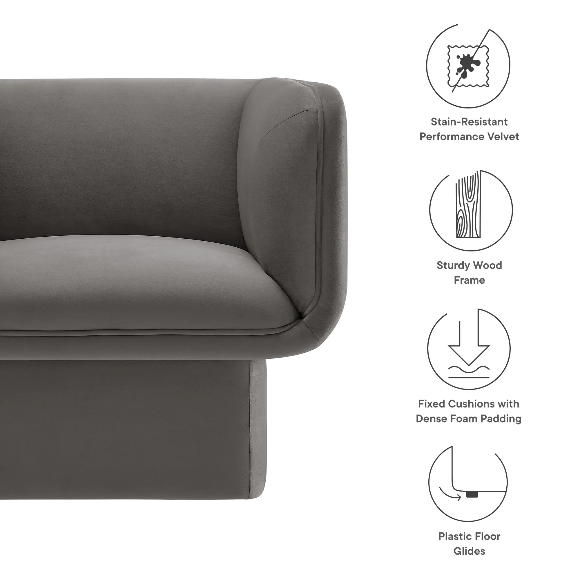 35 Inch Square Performance Velvet Accent Armchair - Image 23