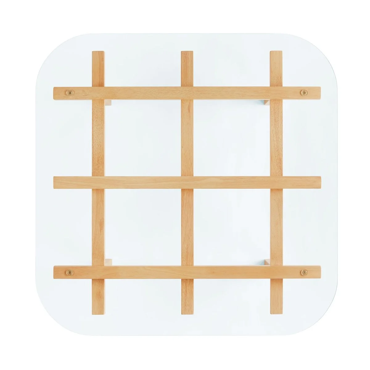 35 Inch Square Tempered Glass Coffee Table with Grid Wood Frame - Image 6