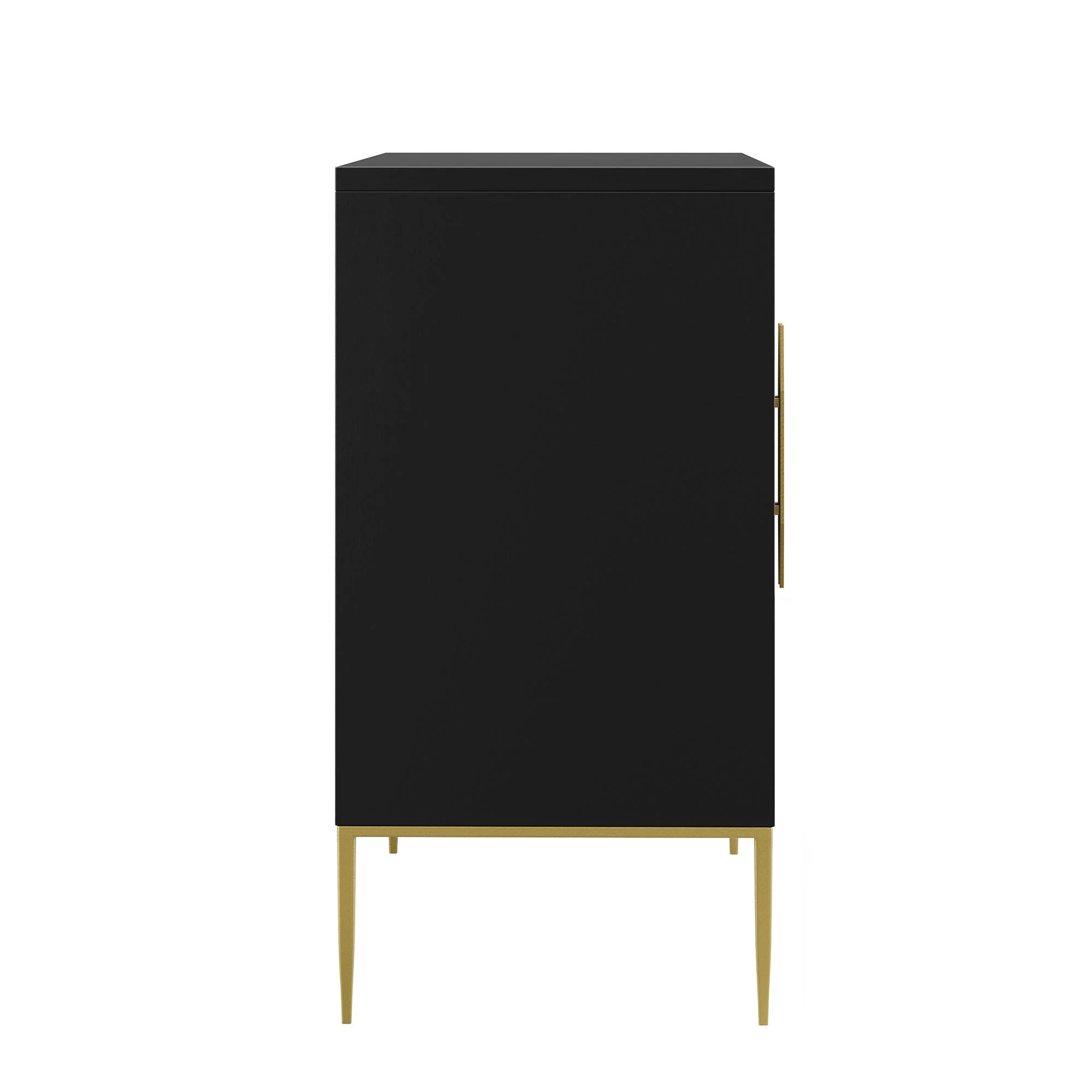 35 Inch Sunburst Design Wood Veneer Accent Cabinet with Gold Metal Base - Image 5