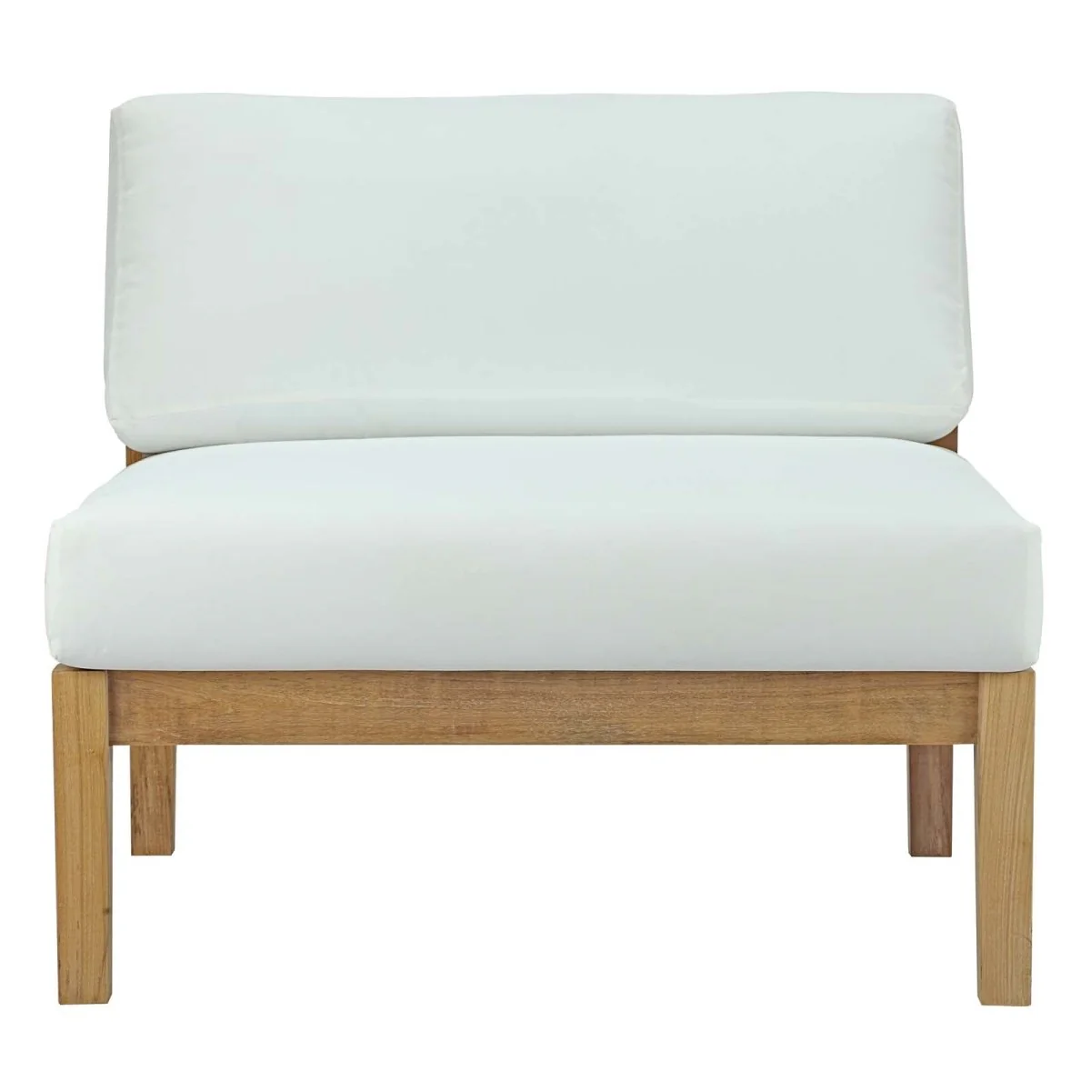 35" Natural White Bayport Outdoor Patio Teak Armless Chair - Image 4
