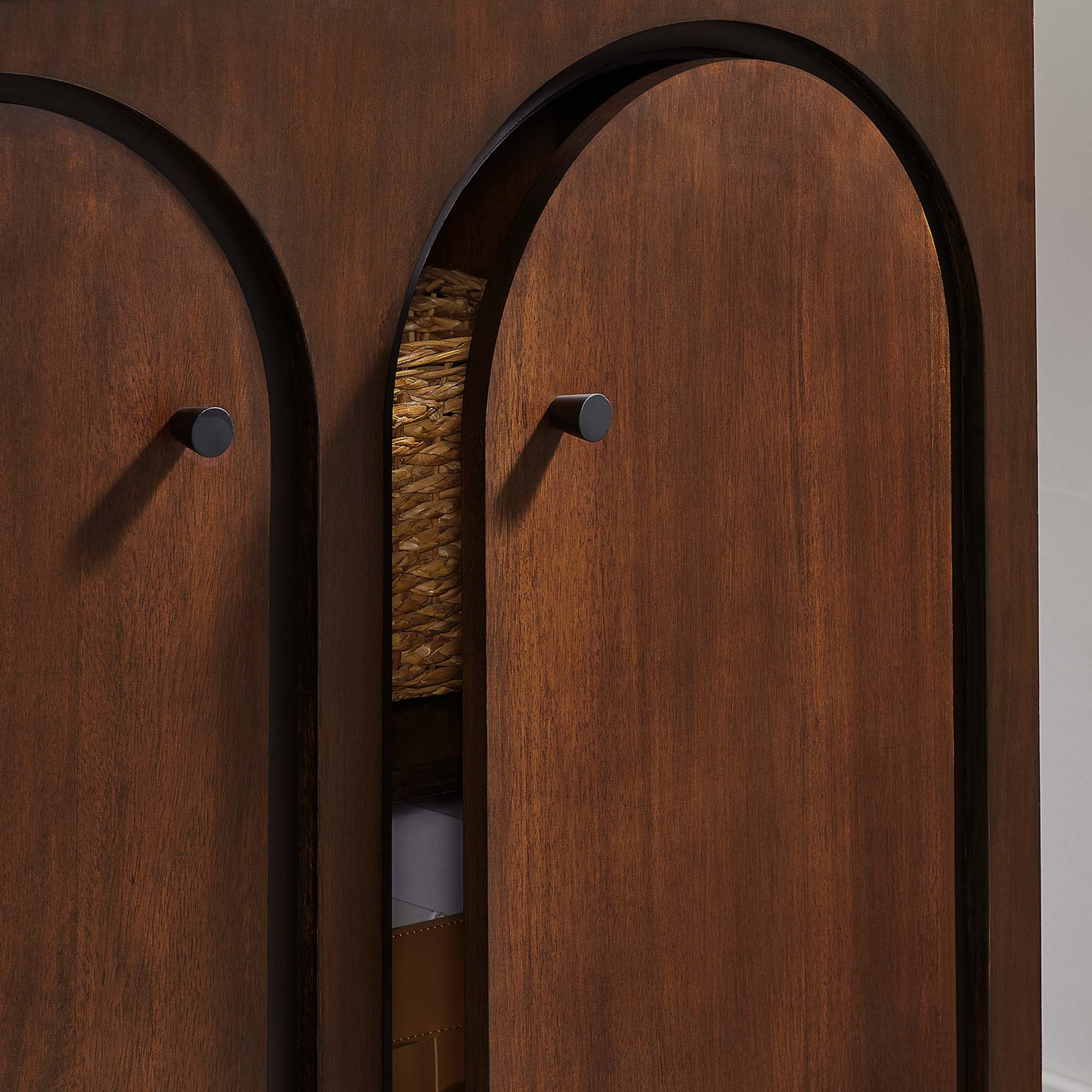 36 Inch 2-Door Arched Storage Cabinet with Mango Wood Veneer - Image 11