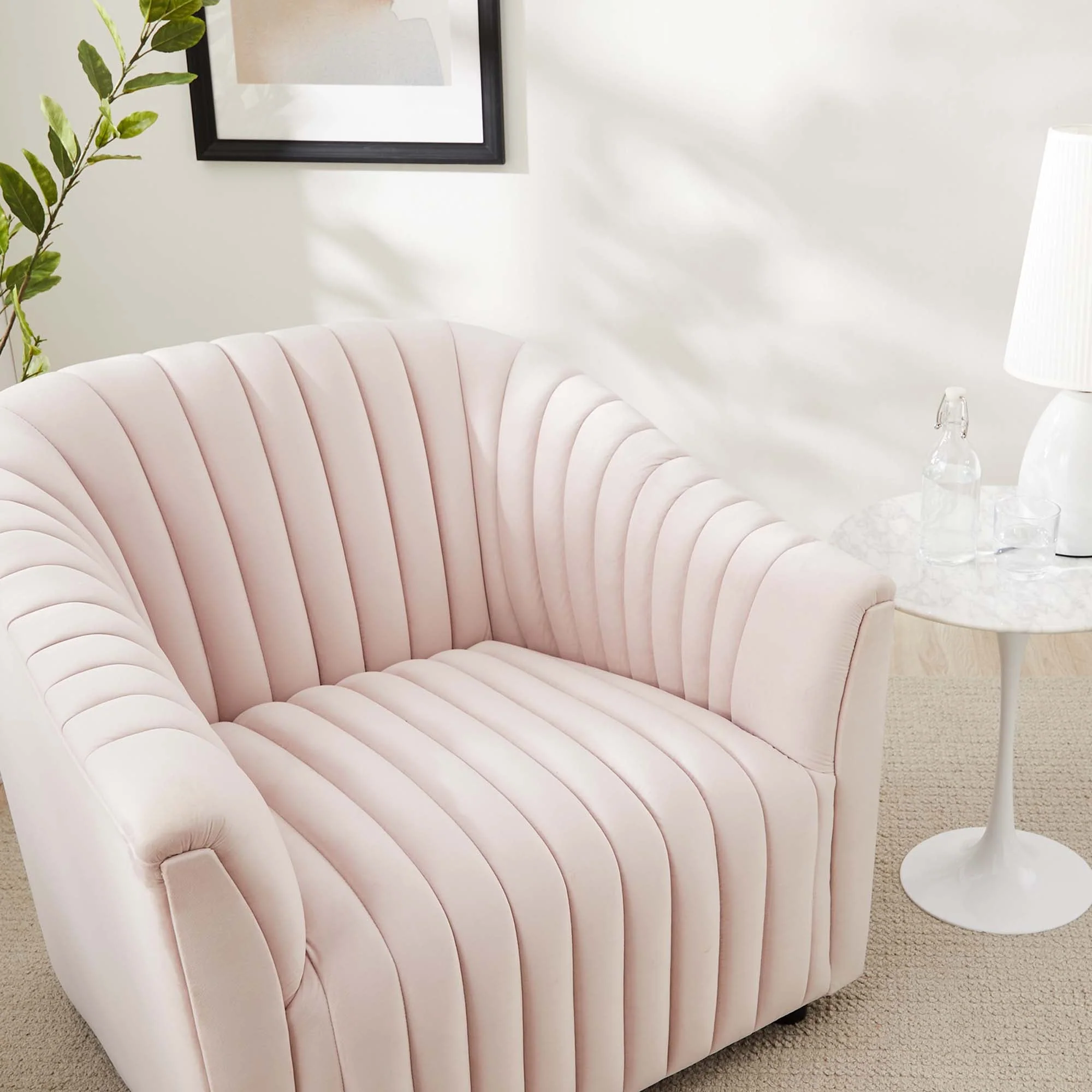 36 Inch Channel Tufted Performance Velvet Armchair - Image 15