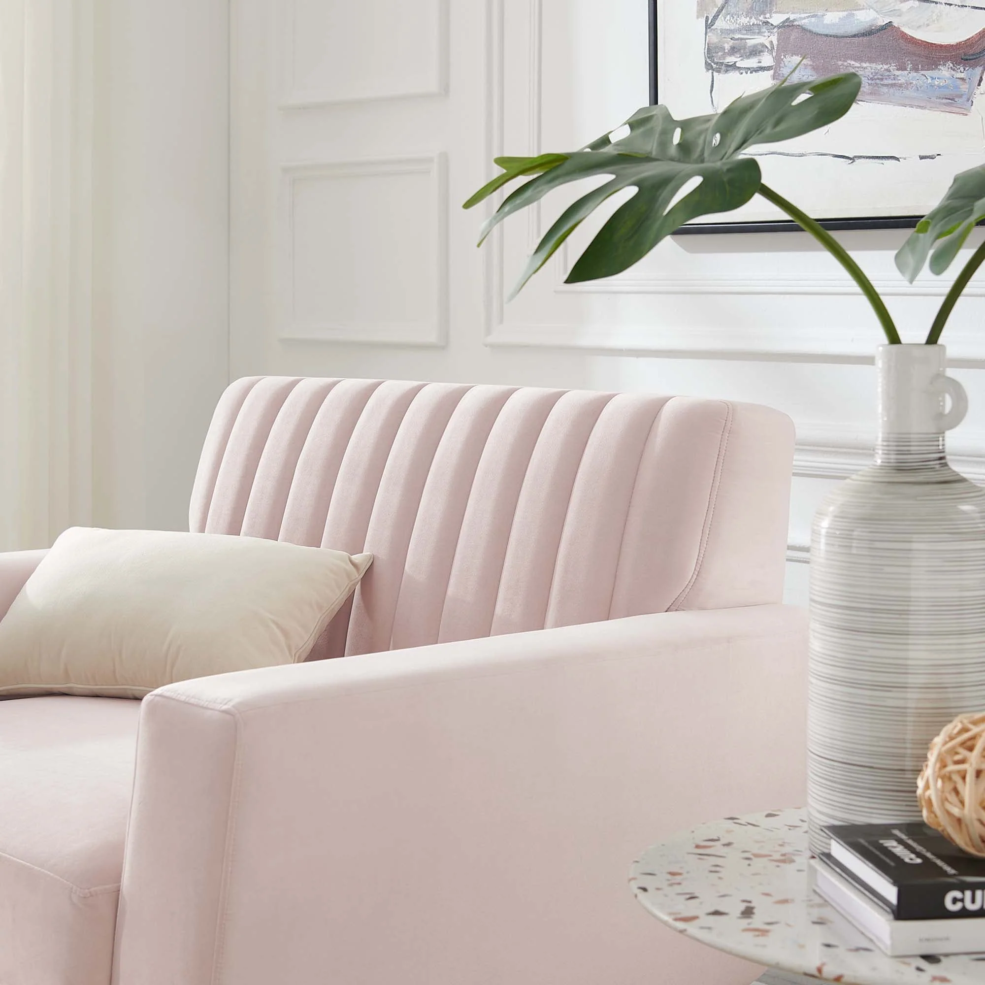 36 Inch Channel Tufted Performance Velvet Armchair - Image 14