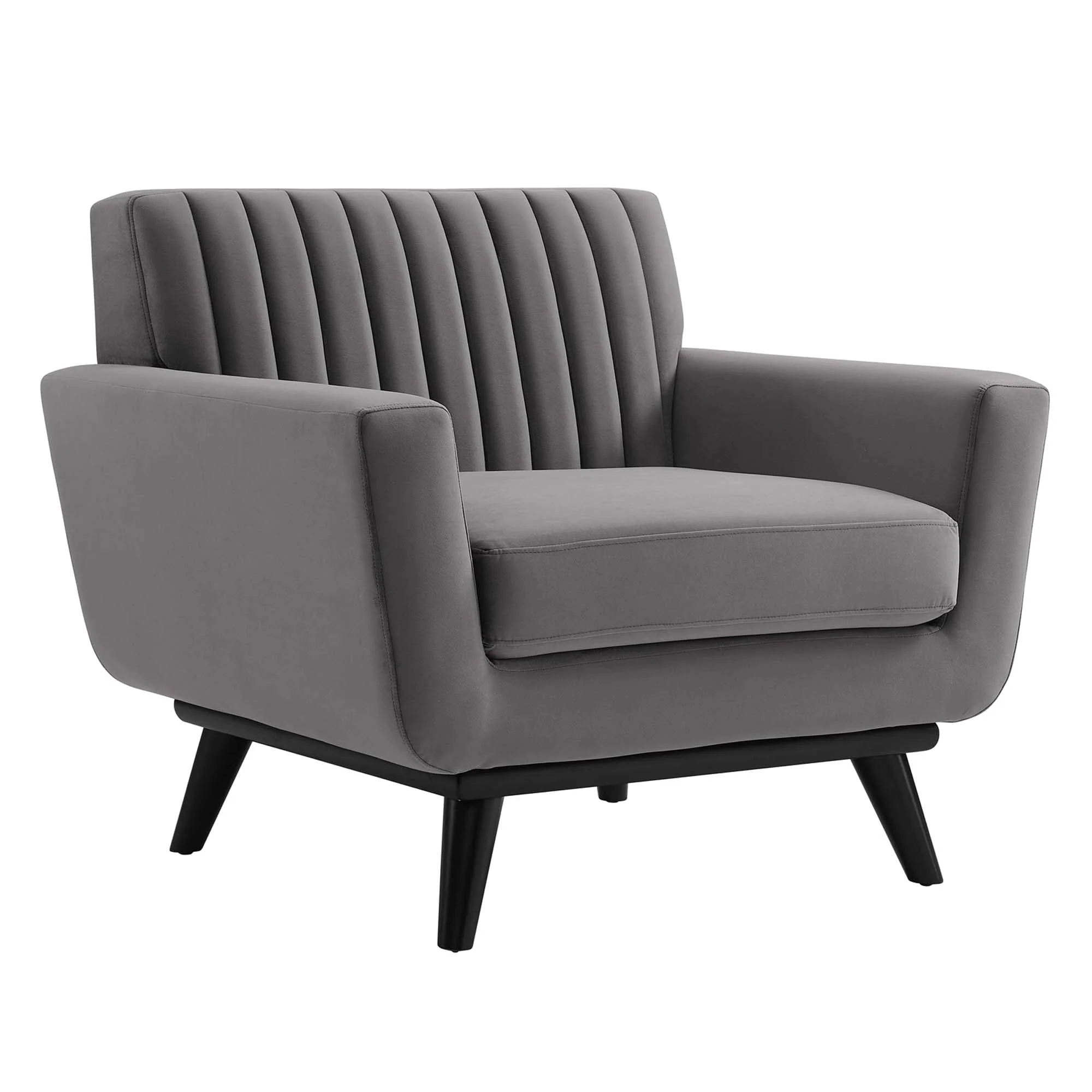 36 Inch Channel Tufted Performance Velvet Armchair - Image 7