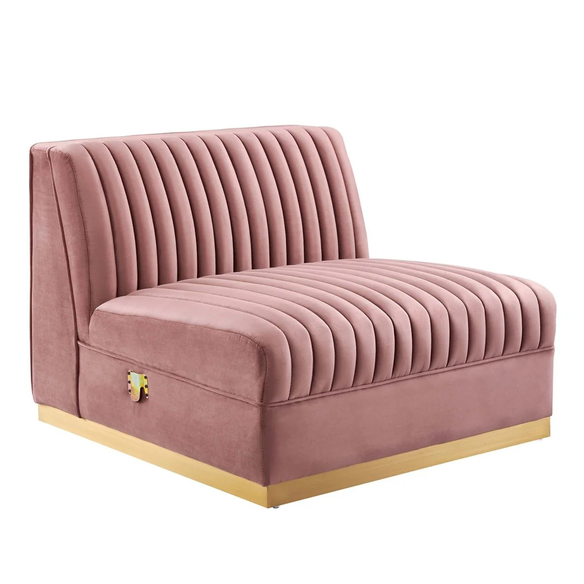 36 Inch Channel Tufted Performance Velvet Armless Modular Chair - Image 7