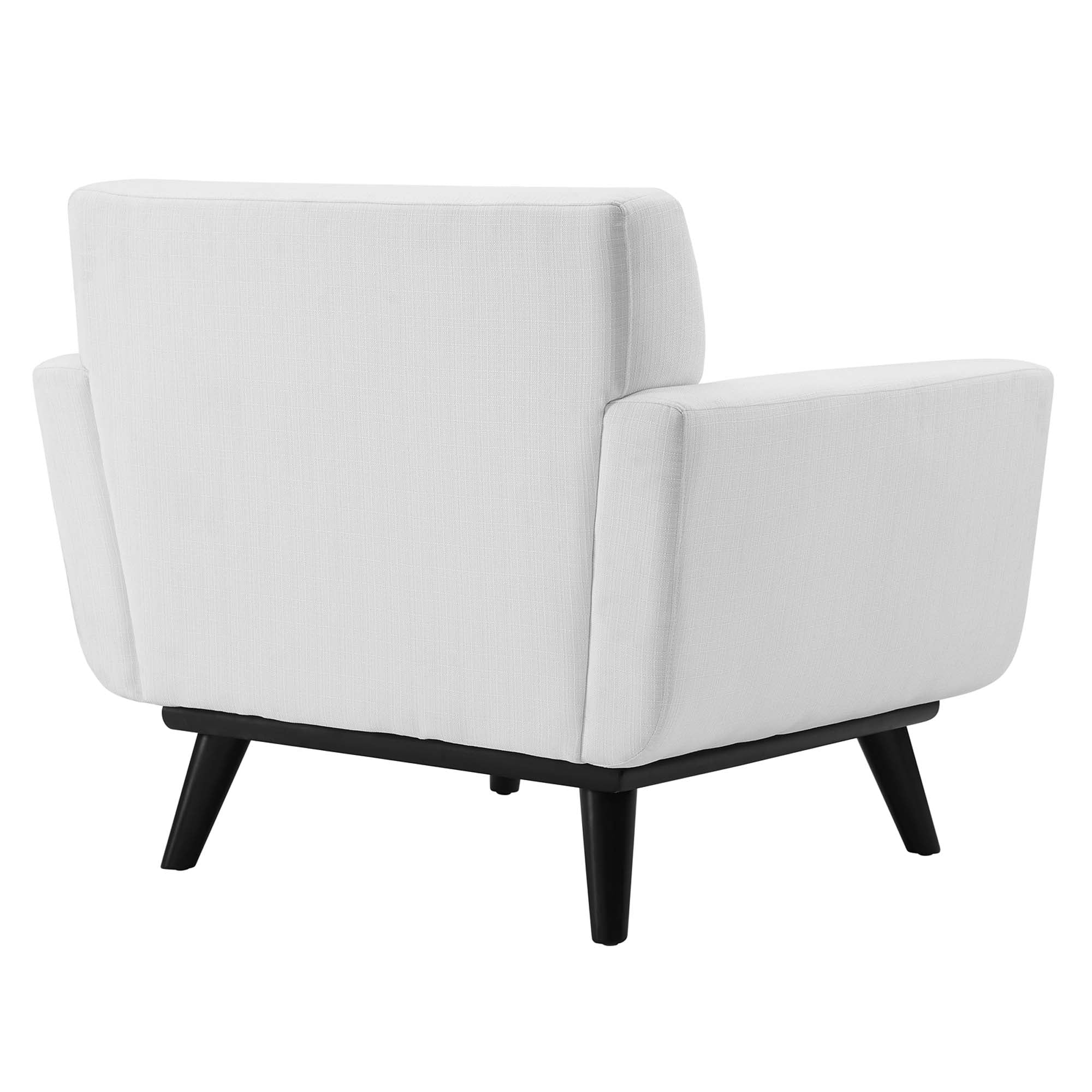 36 Inch Channel Tufted Upholstered Fabric Armchair in White - Image 4