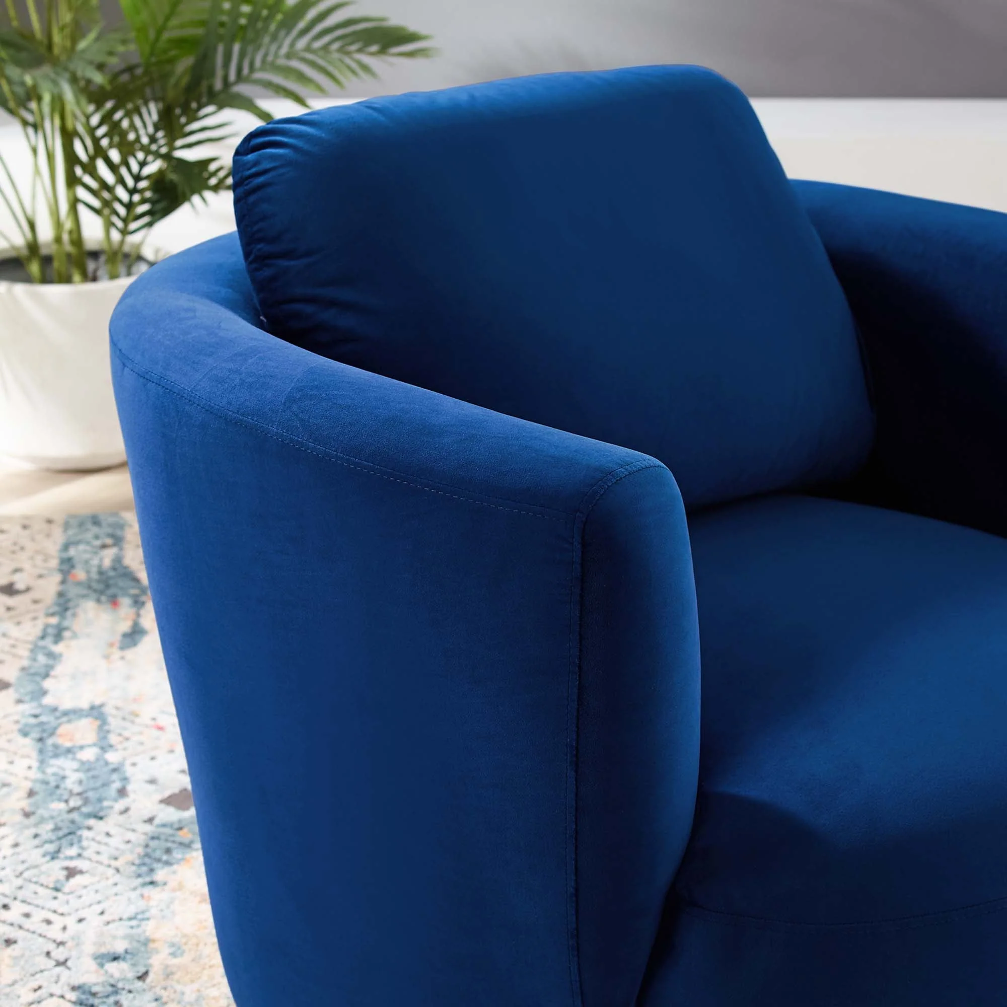 36 Inch Performance Velvet Swivel Barrel Armchair - Image 10