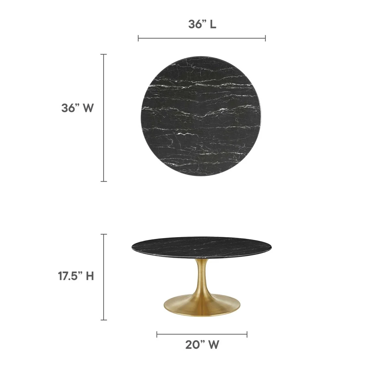 36 Inch Round Artificial Marble Pedestal Coffee Table - Image 23