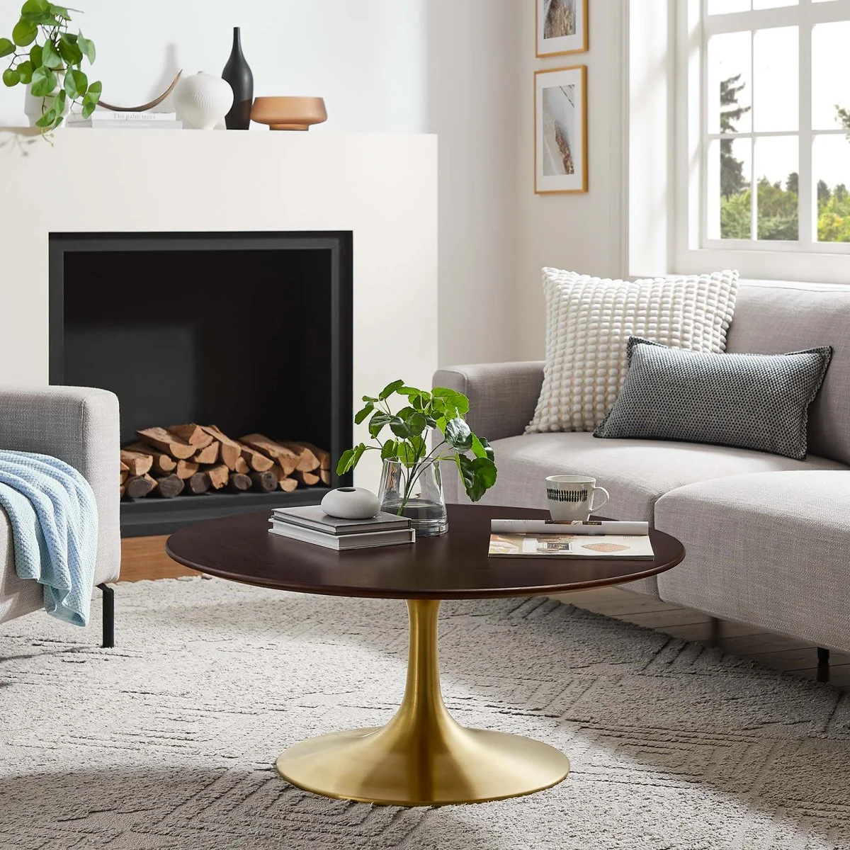 36 Inch Round Wood Pedestal Coffee Table - Image 21