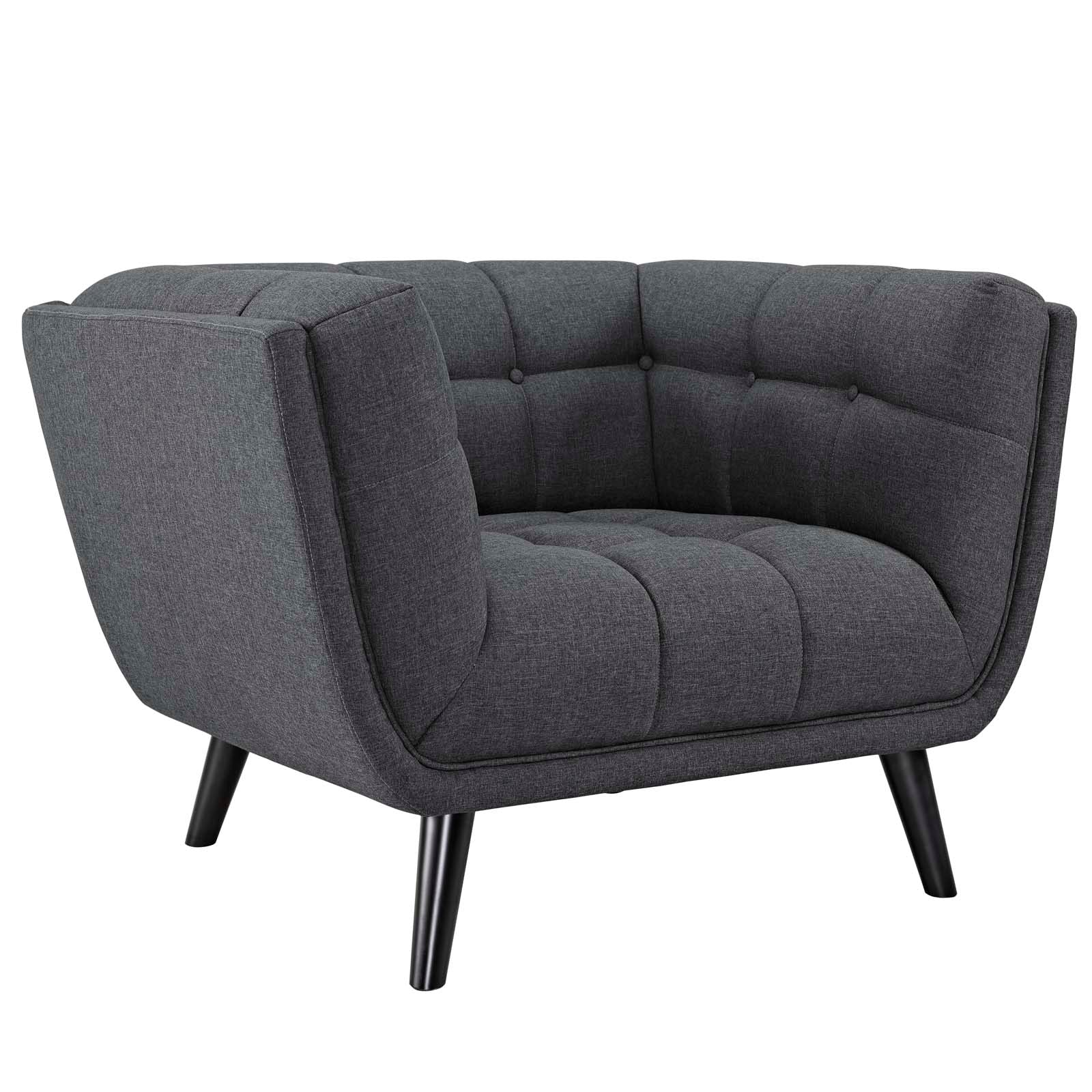 36 Inch Tufted Fabric Armchair Set of 2 with Overscaled Frame and Tapered Wood Legs - Image 2