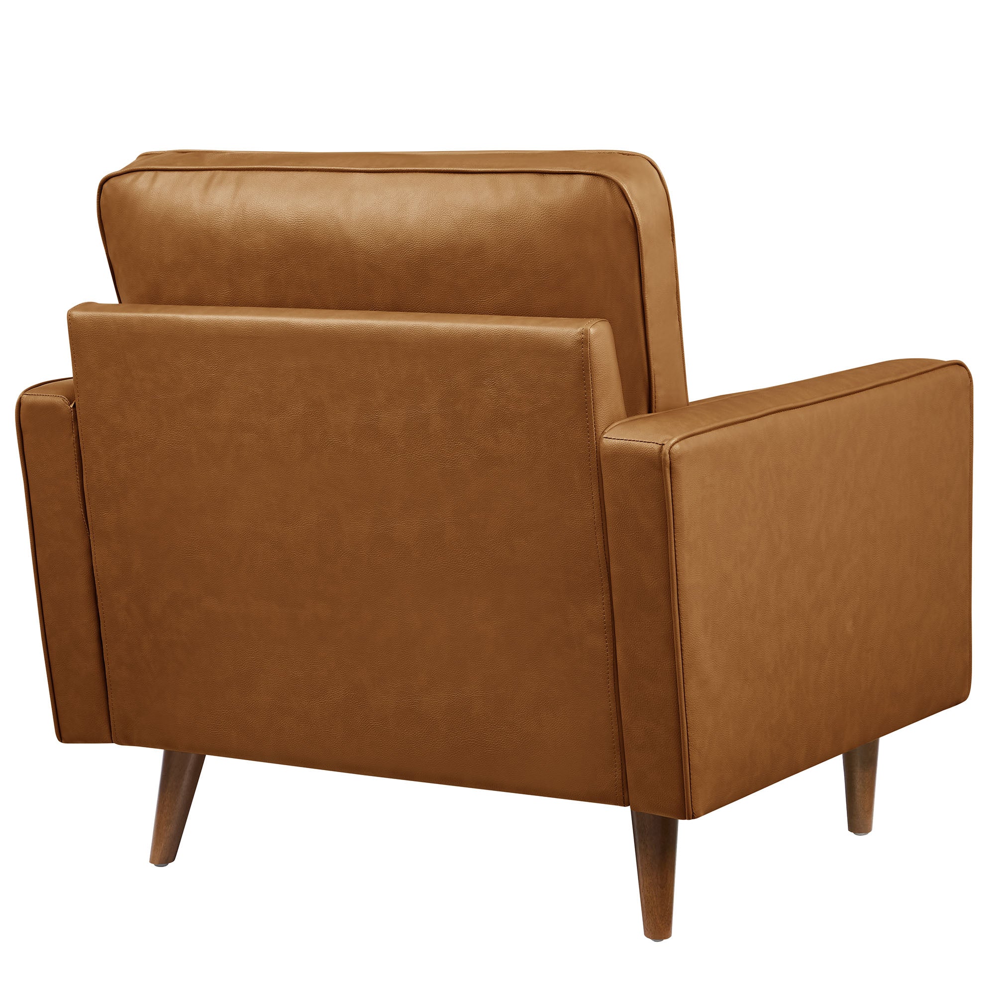 36 Inch Tufted Vegan Leather Accent Armchair with Bolster Pillows - Image 12