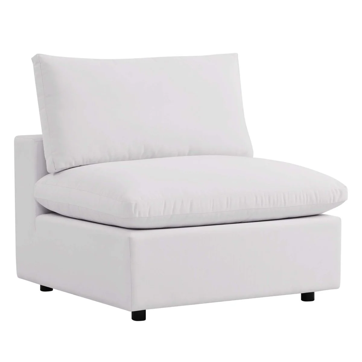 36" Overstuffed Outdoor Patio Armless Chair with Deep Cushioned Seat and Weather-Resistant