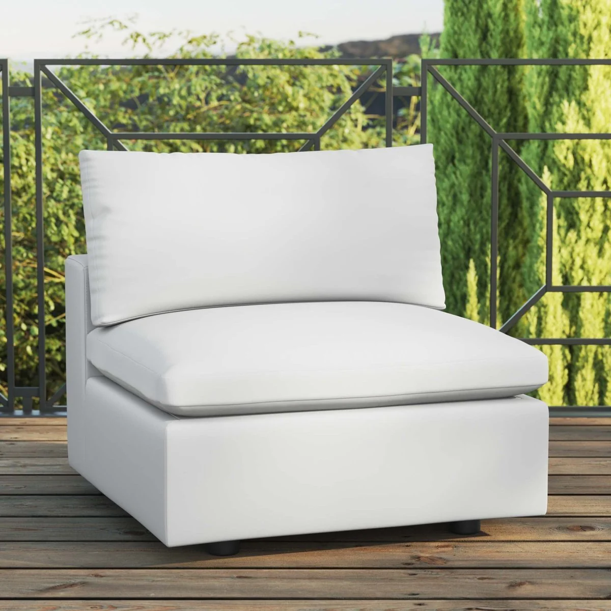 36" Overstuffed Outdoor Patio Armless Chair with Deep Cushioned Seat and Weather-Resistant - Image 7