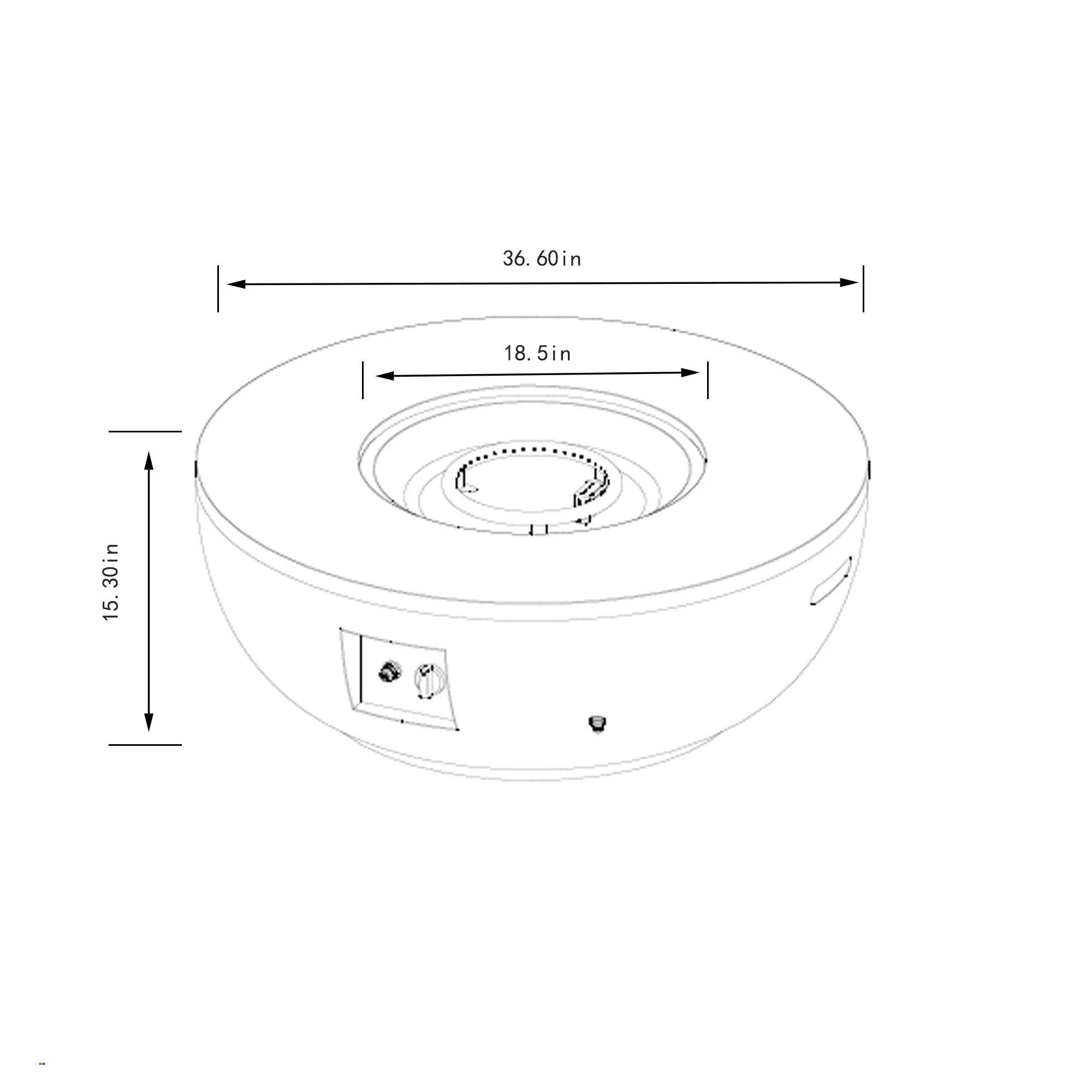 Propane Gas Fire Pit Table, 50000 Btu, Round With Tank Holder For Outside - Gray - Image 3