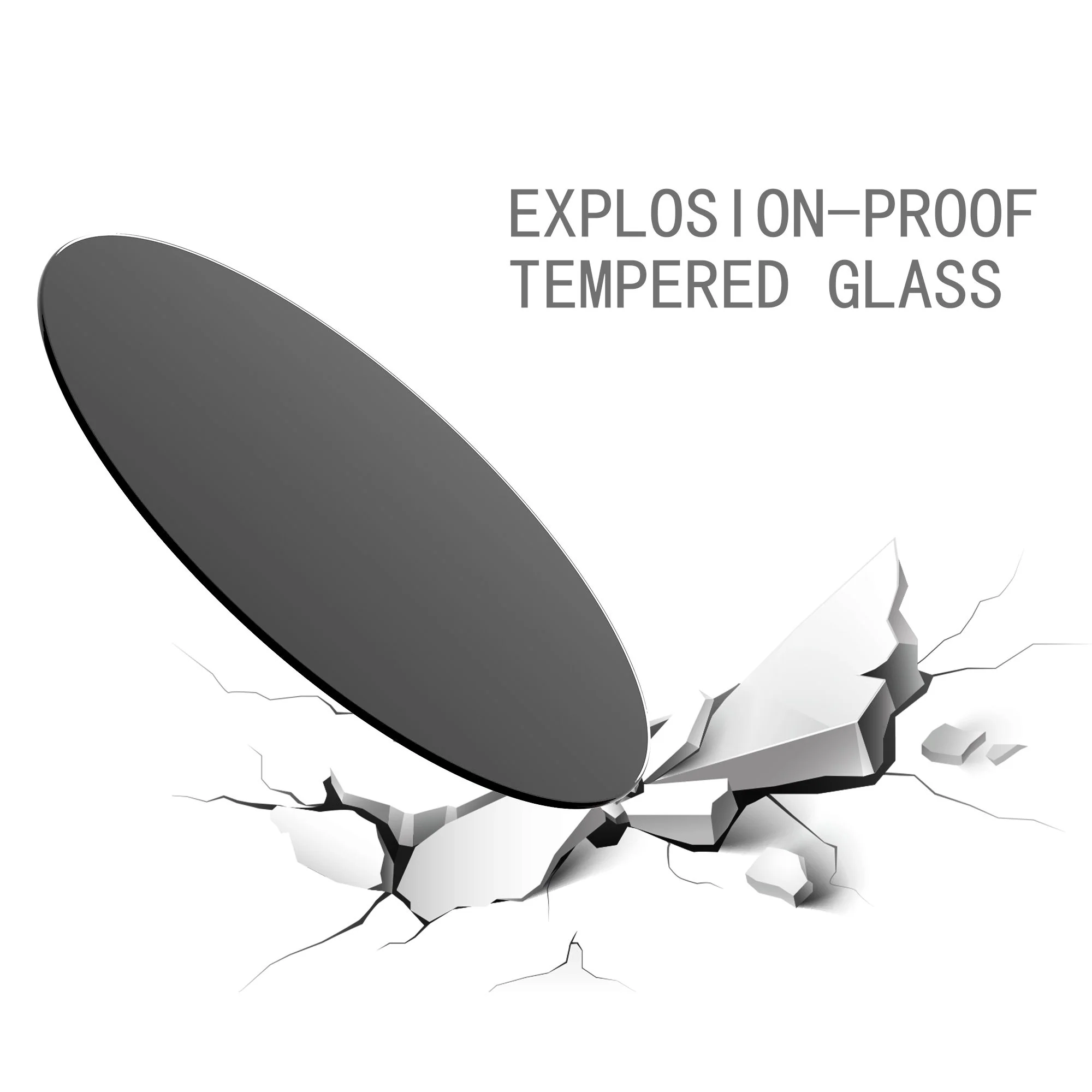 36" Round Tempered Glass Table Top Black Glass 1 / 4" Thick Round Polished Edge - Black - Image 3