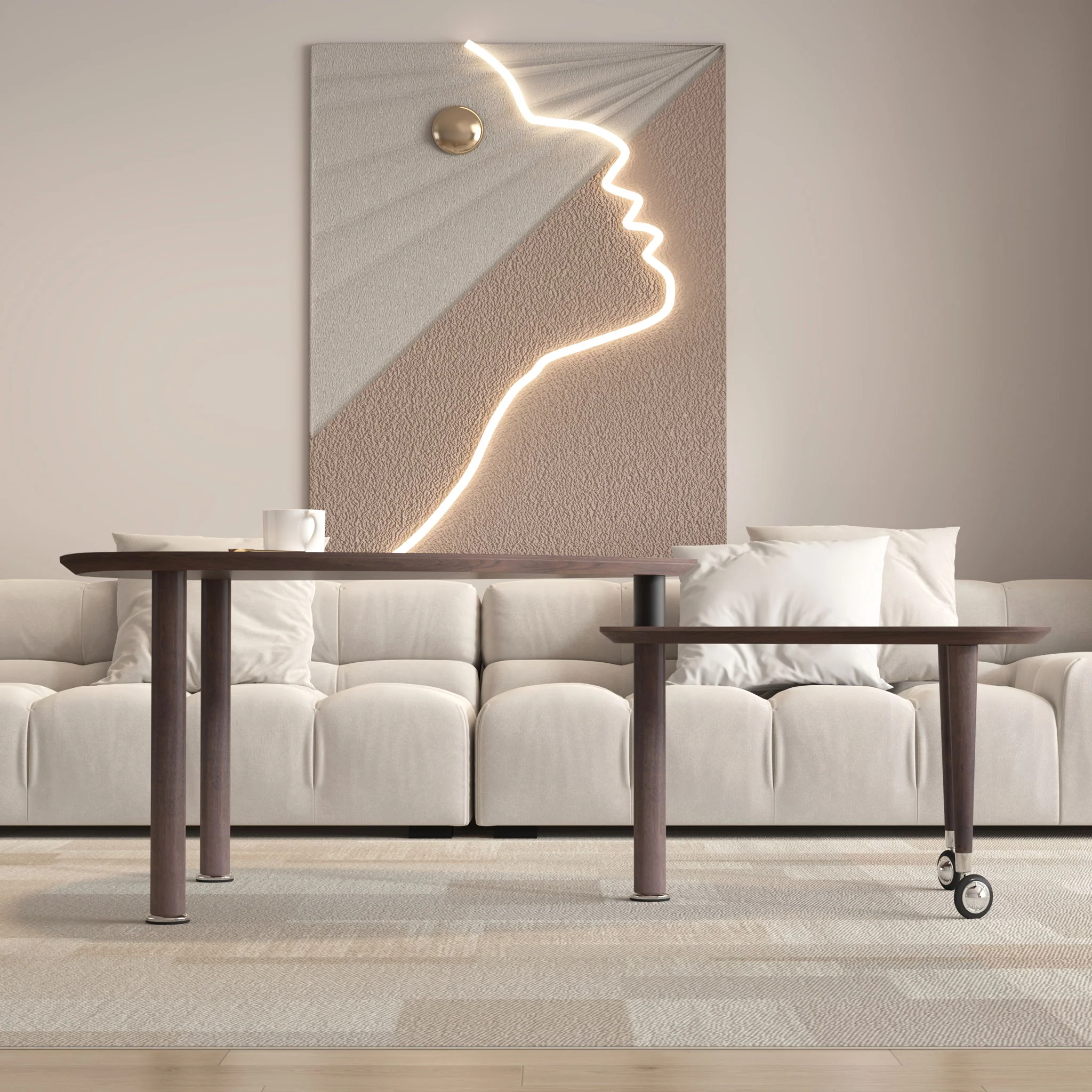 360 Degree Rotatable Coffee Table With Solid Legs - Image 10