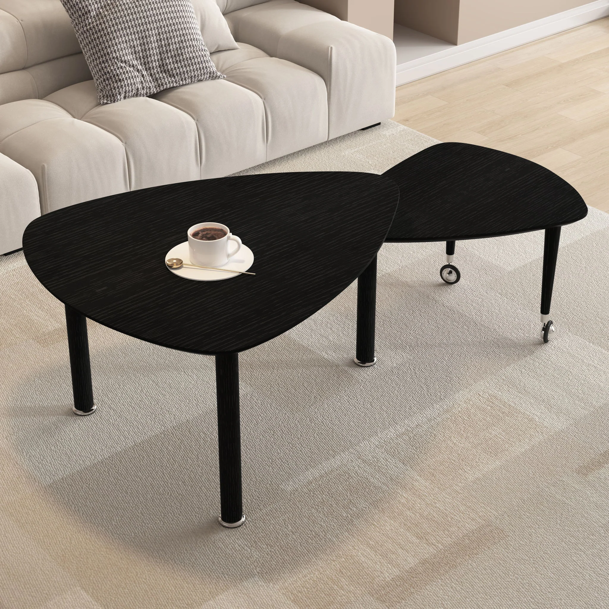 360 Degree Rotatable Coffee Table With Solid Legs - Image 31