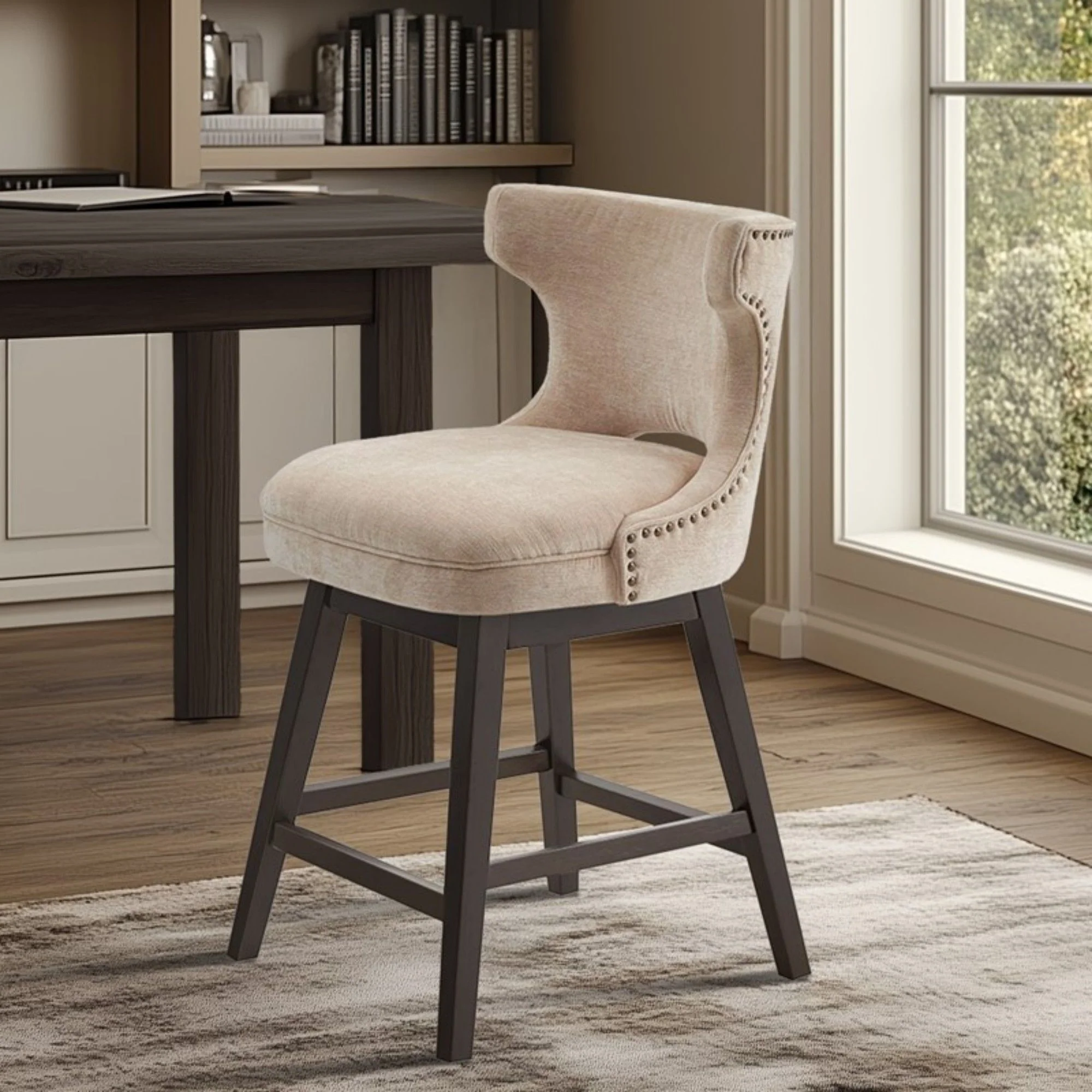 360 Degree Swivel Counter Stool With Silver Detailing - Image 16