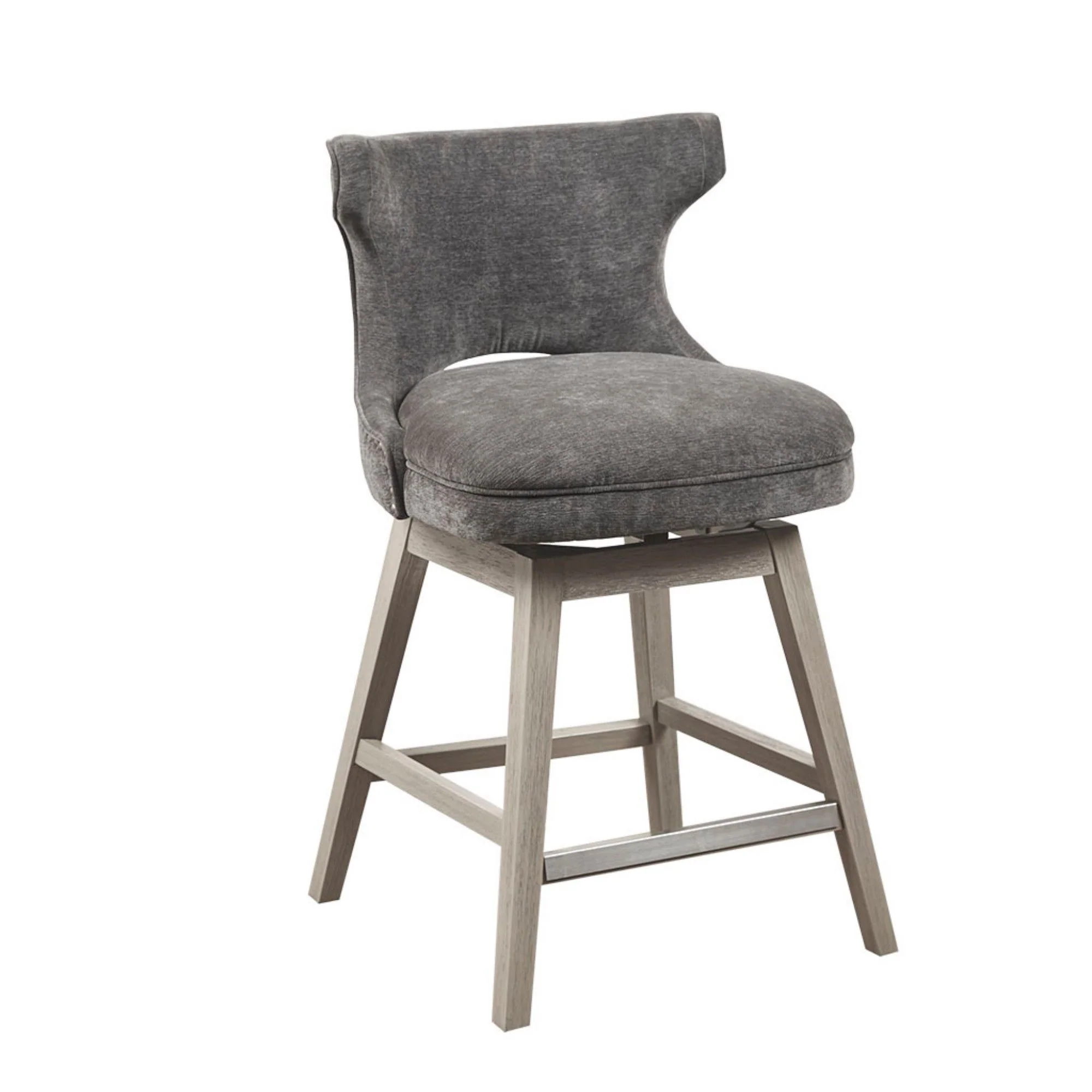 360 Degree Swivel Counter Stool With Silver Detailing - Image 4