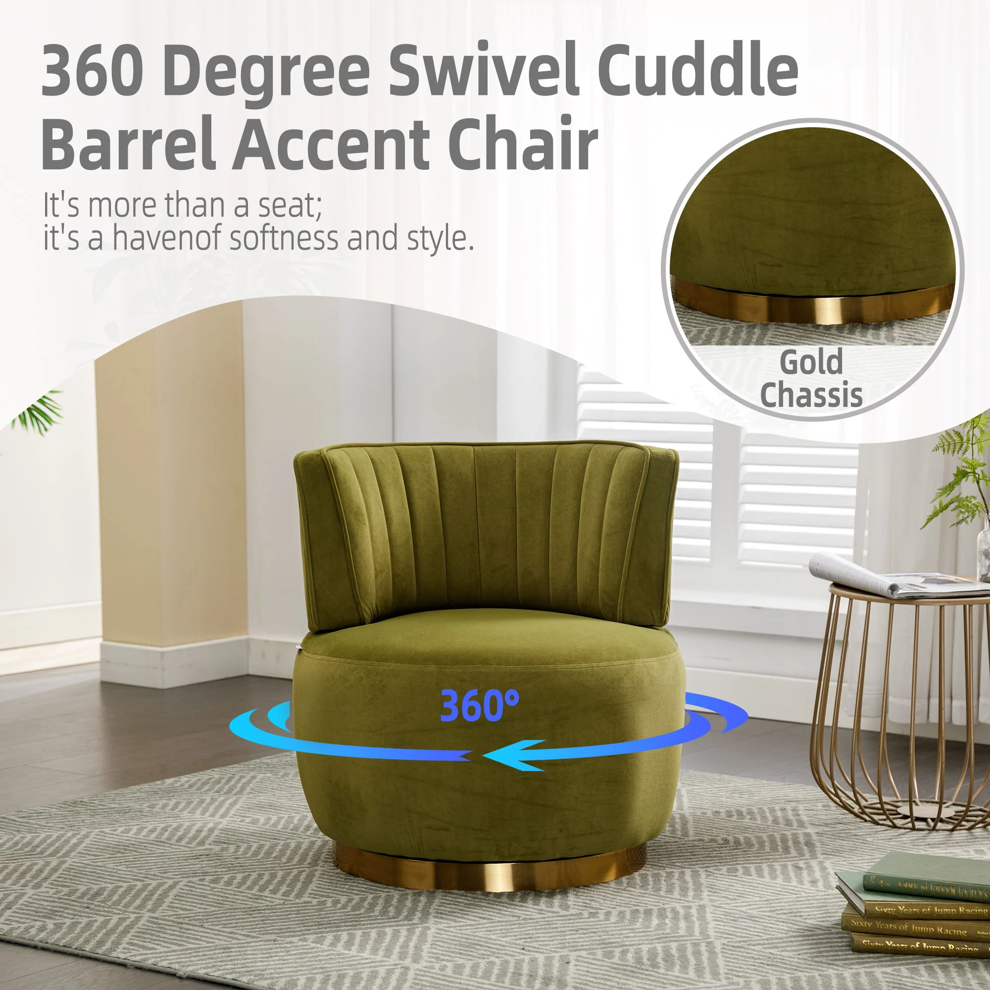 360 Degree Swivel Cuddle Barrel Accent Sofa Chair - Image 41