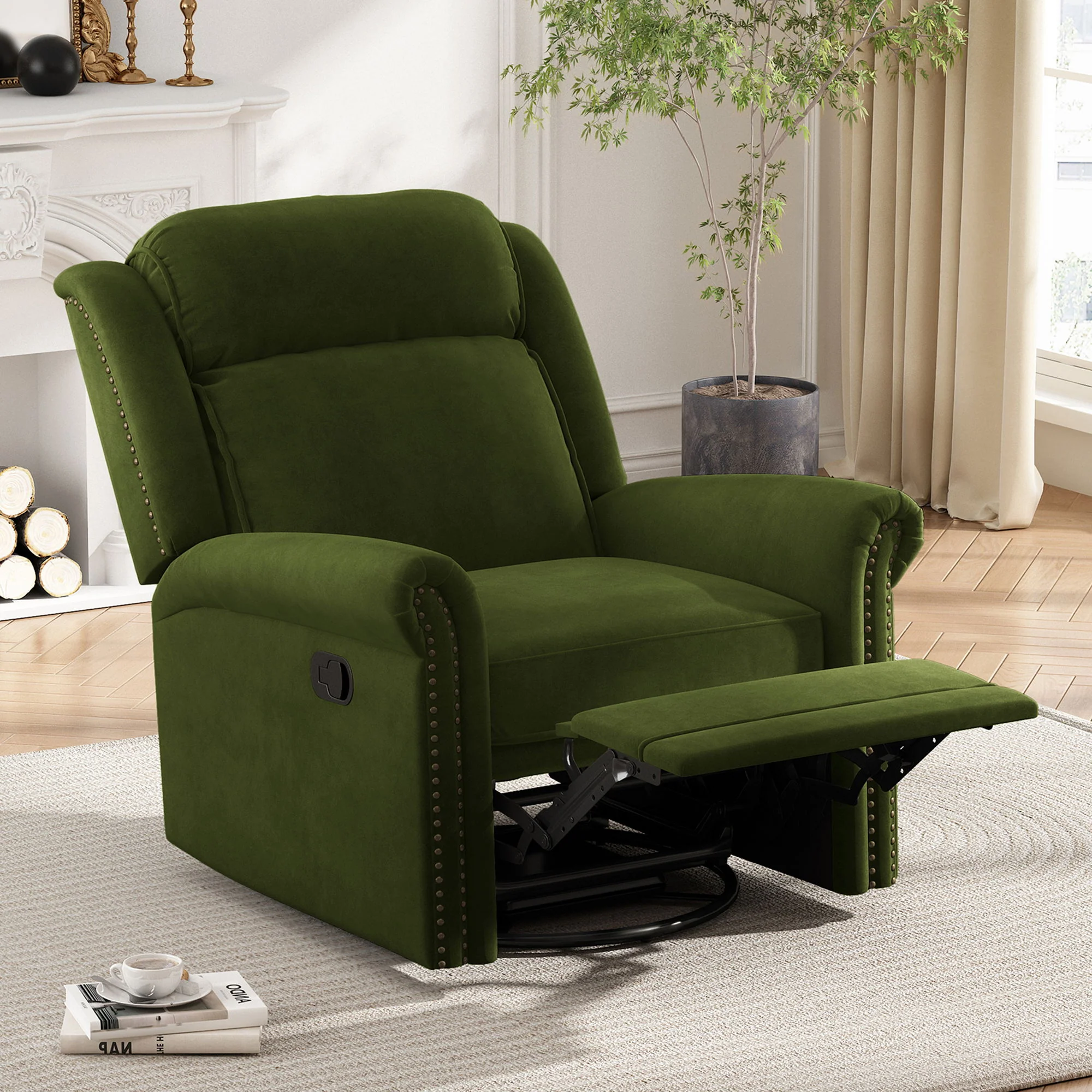 360 Degrees Swivel Recliner Manual Rocking Recliner Home With Adjustable Backrest - Image 17