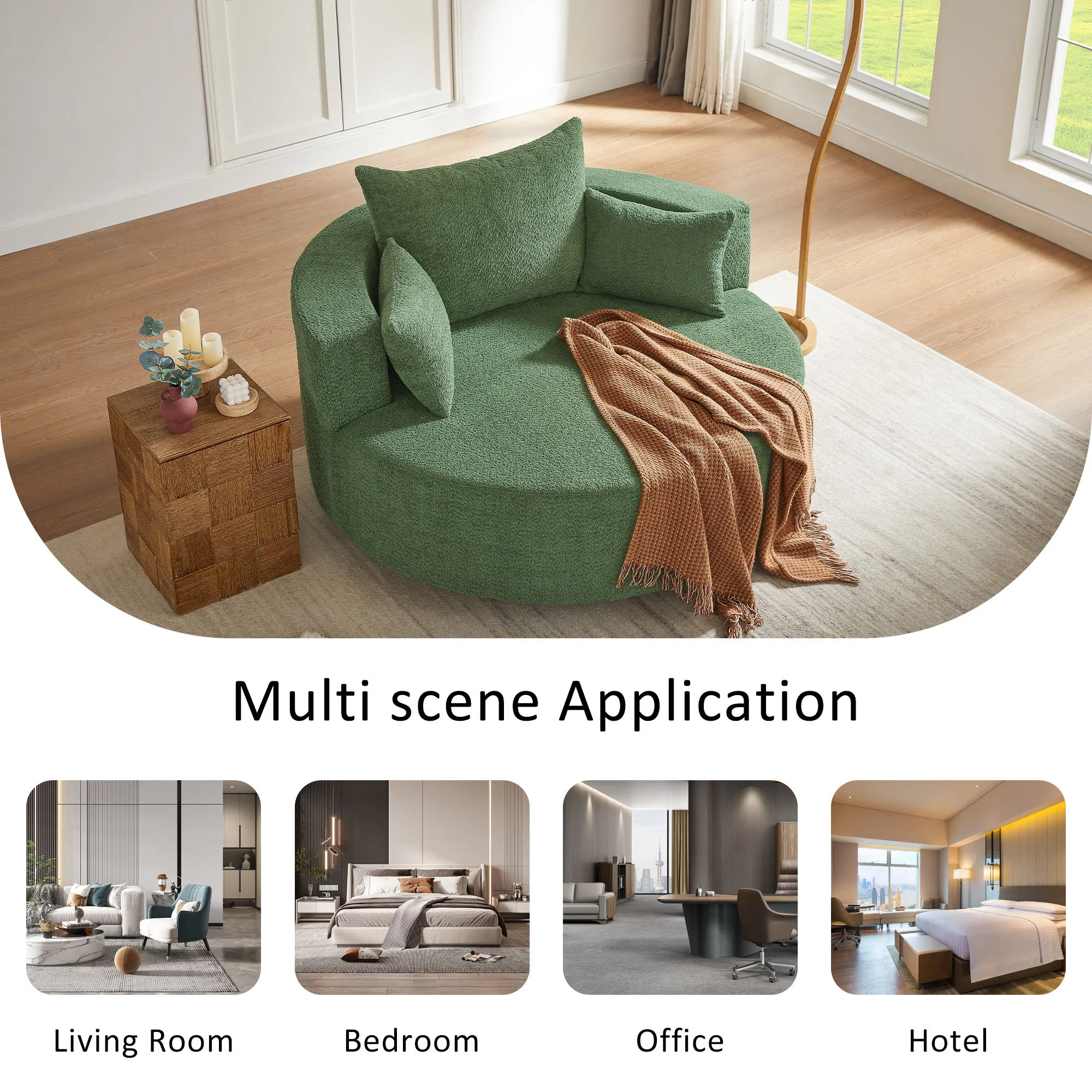 360° Swivel Accent Barrel Chair With 3 Removable Pillows For Living Room - Image 17