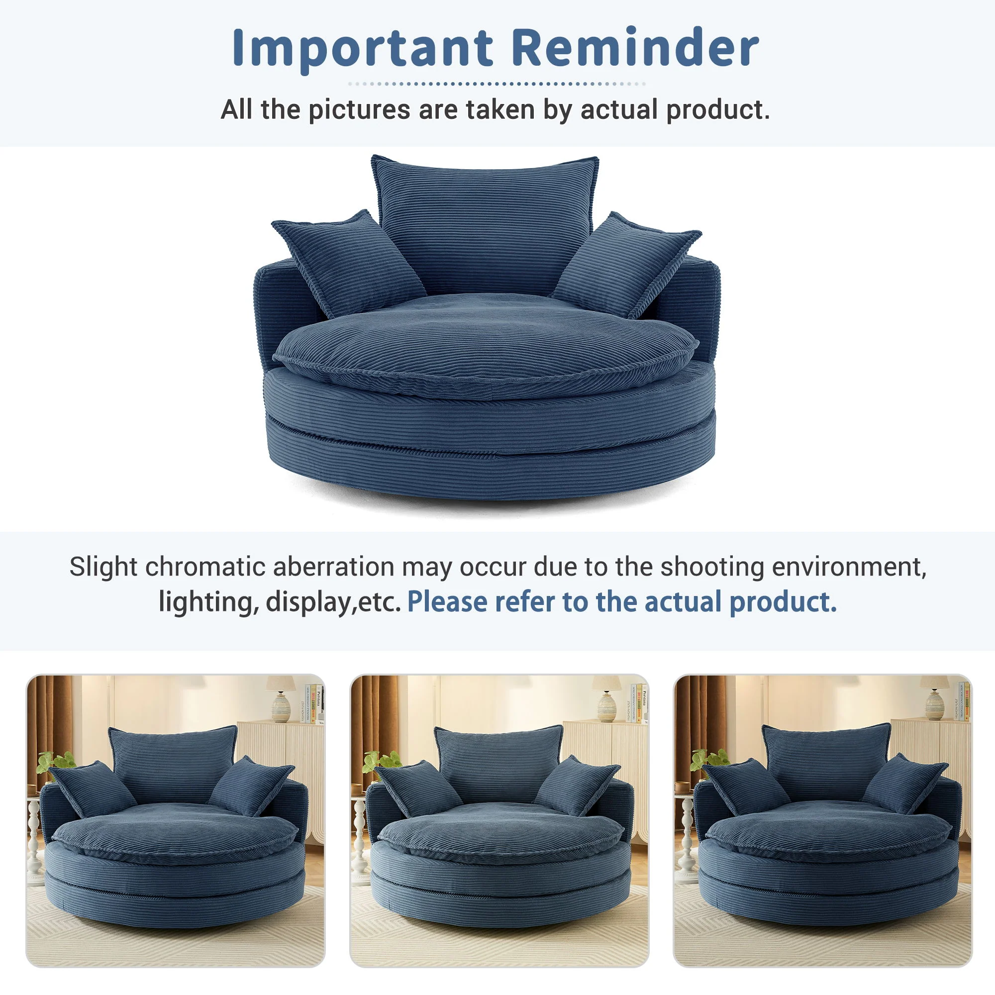 360° Swivel Accent Barrel Chair With Dual Layer Cushion And 3 Removable Pillows - Image 21