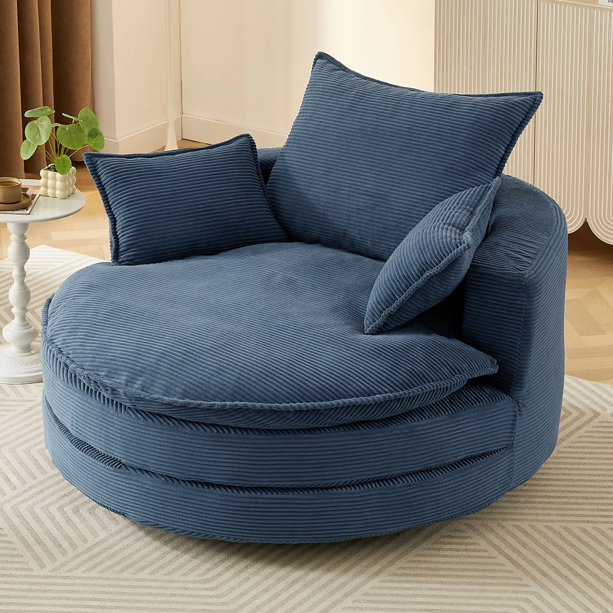 360° Swivel Accent Barrel Chair With Dual Layer Cushion And 3 Removable Pillows - Image 22