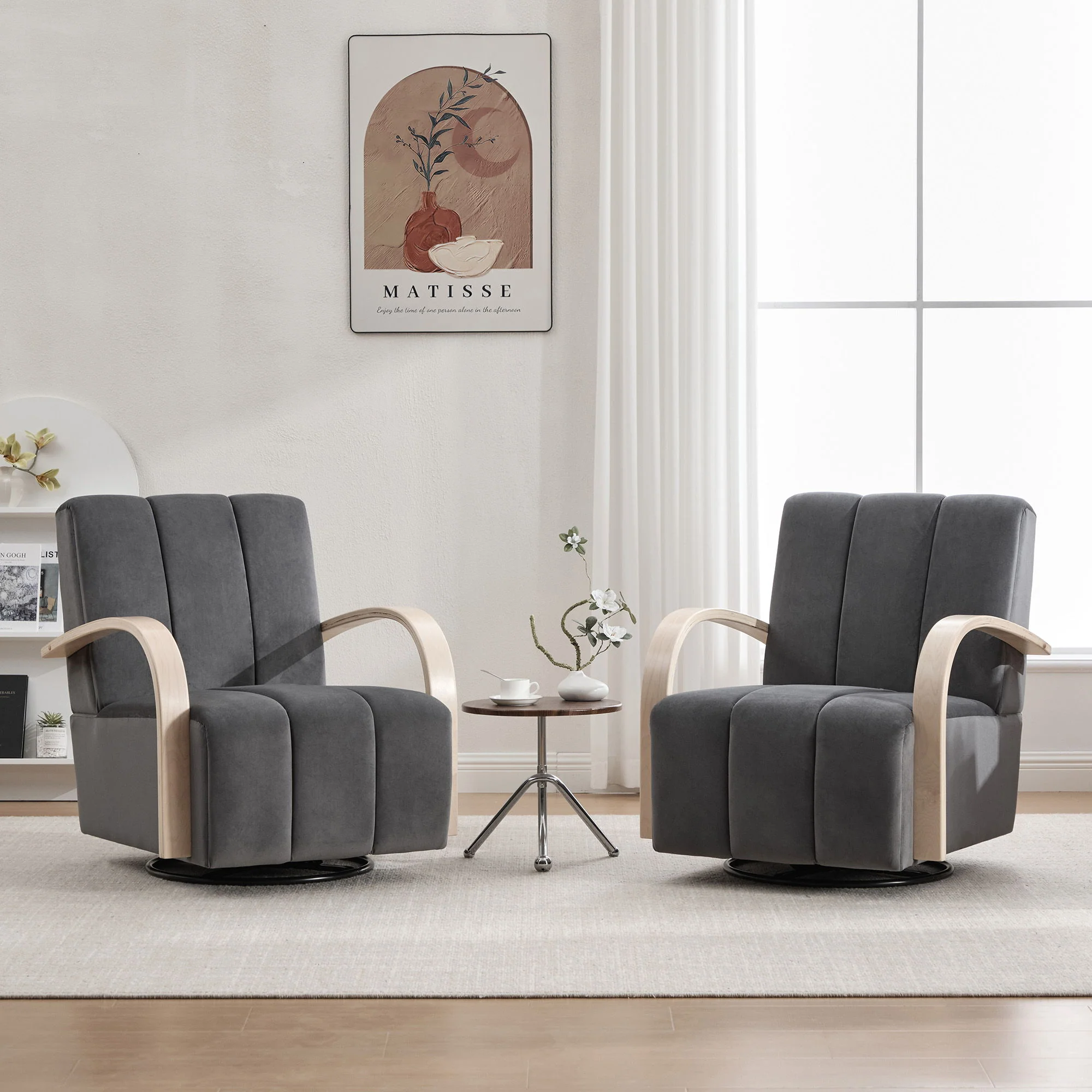 360° Swivel Accent Chair With Armrests - Image 12