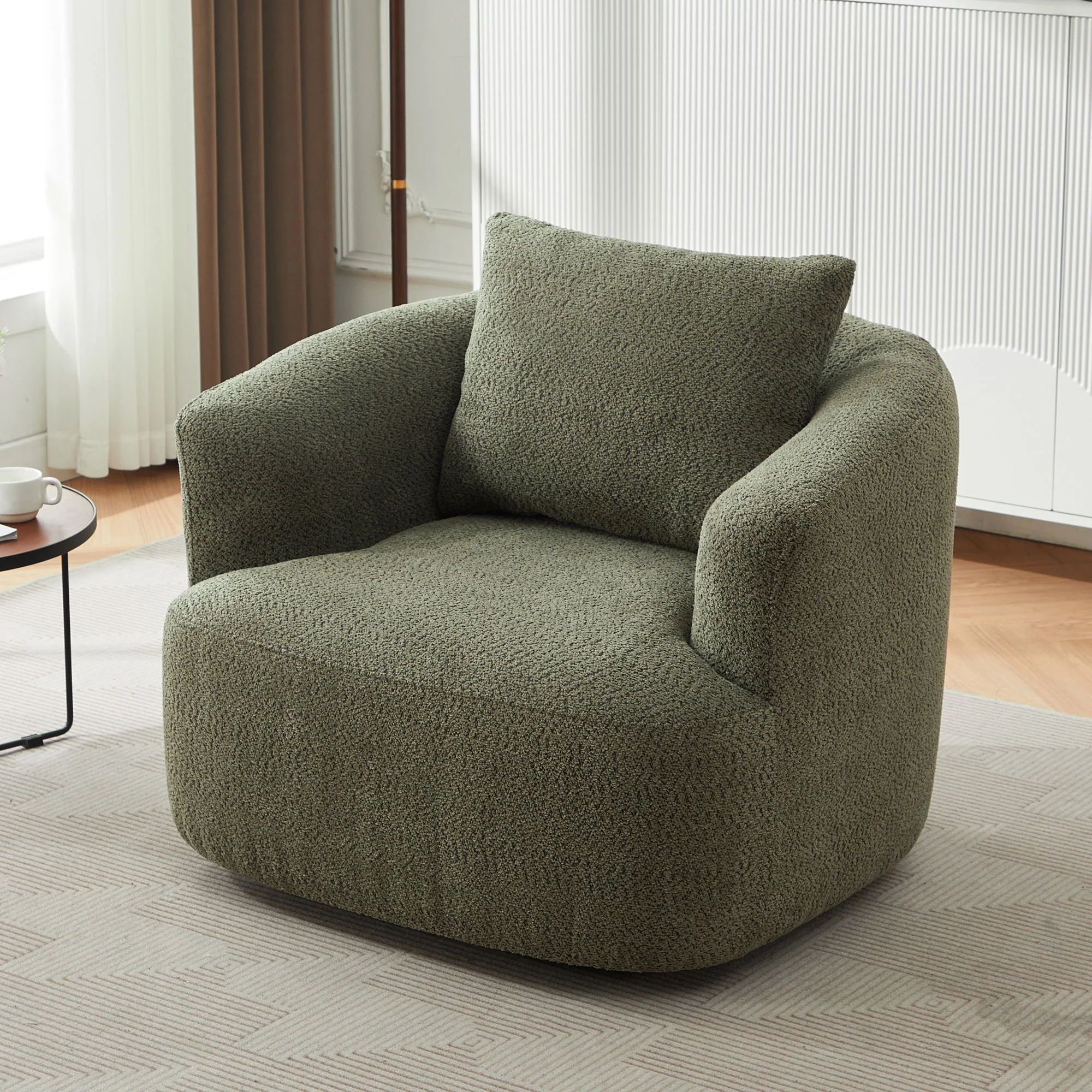 360° Swivel Barrel Sofa Chair With Throw Pillow, Upholstered Accent Chair - Image 11