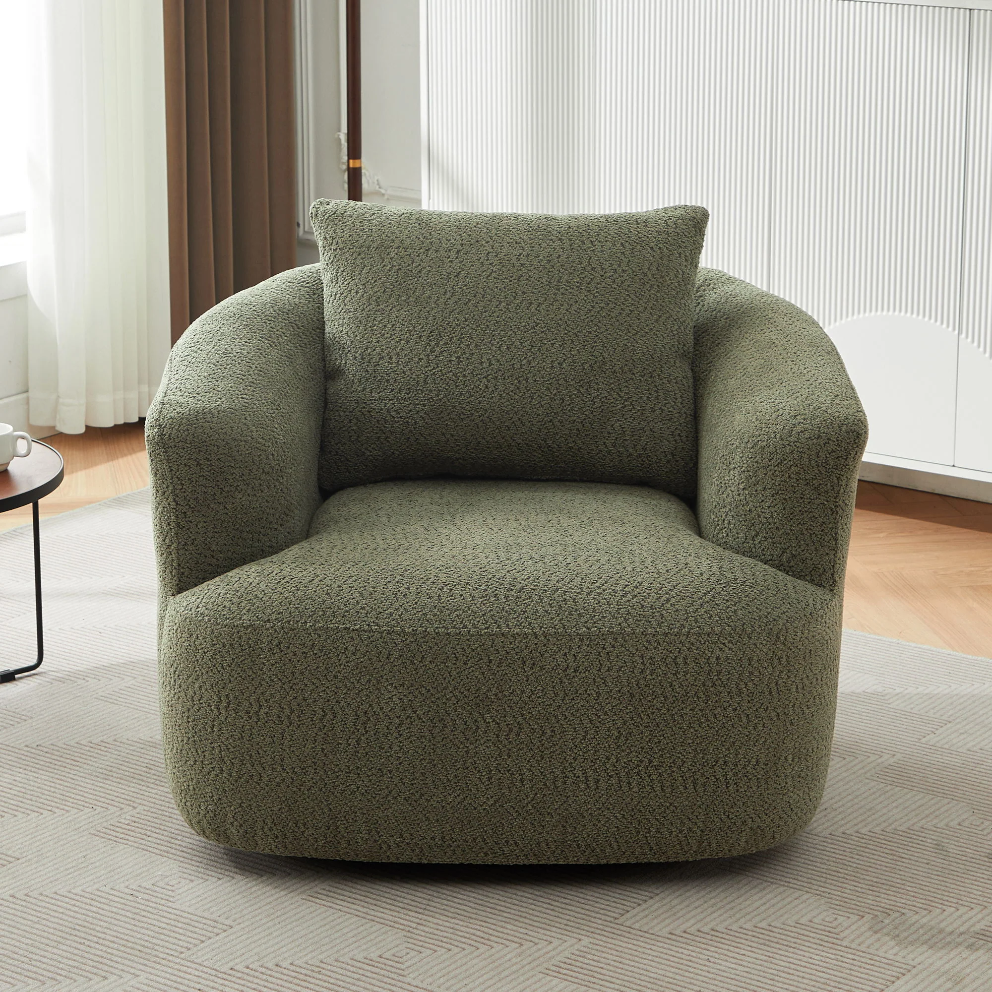 360° Swivel Barrel Sofa Chair With Throw Pillow, Upholstered Accent Chair - Image 20