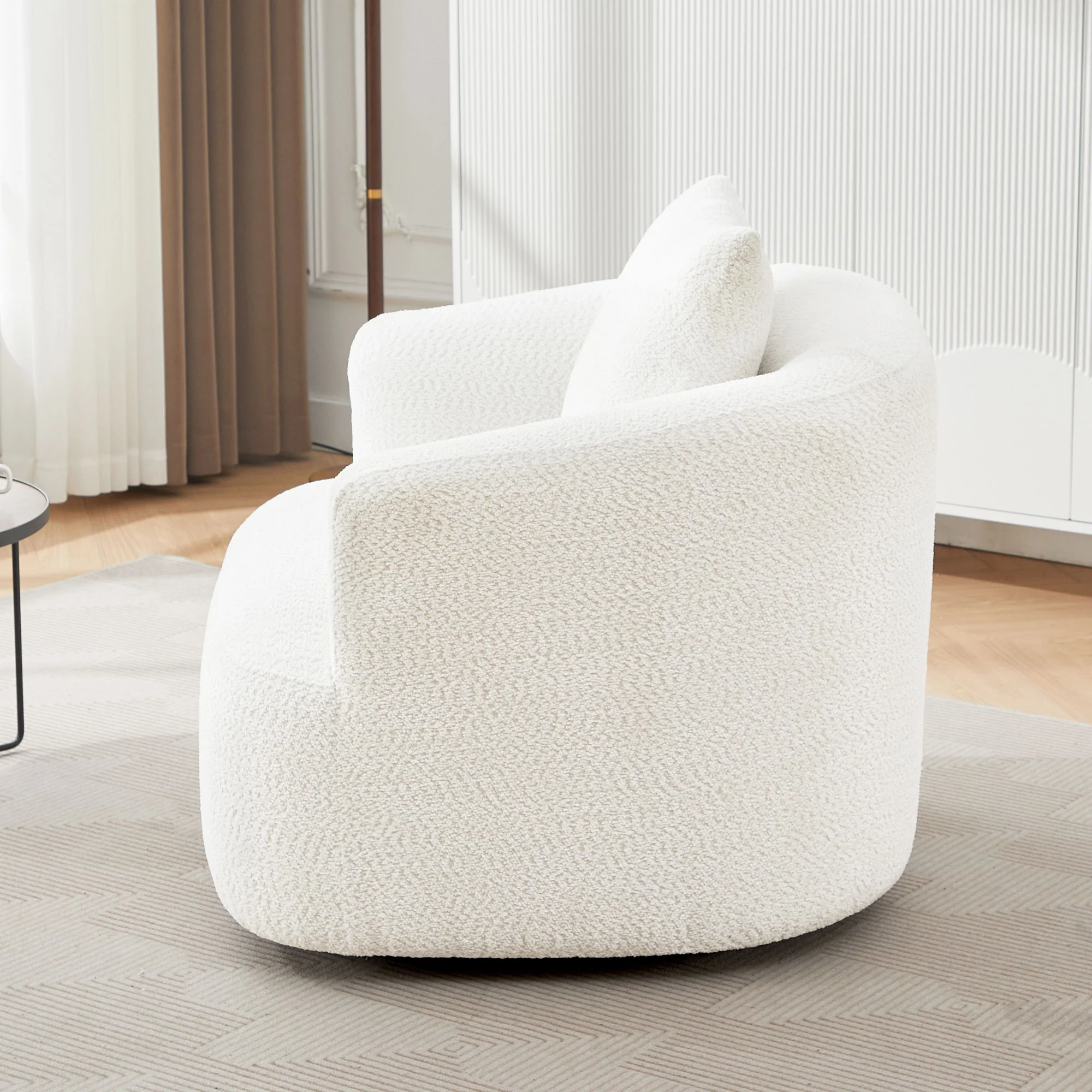 360° Swivel Barrel Sofa Chair With Throw Pillow, Upholstered Accent Chair - Image 25