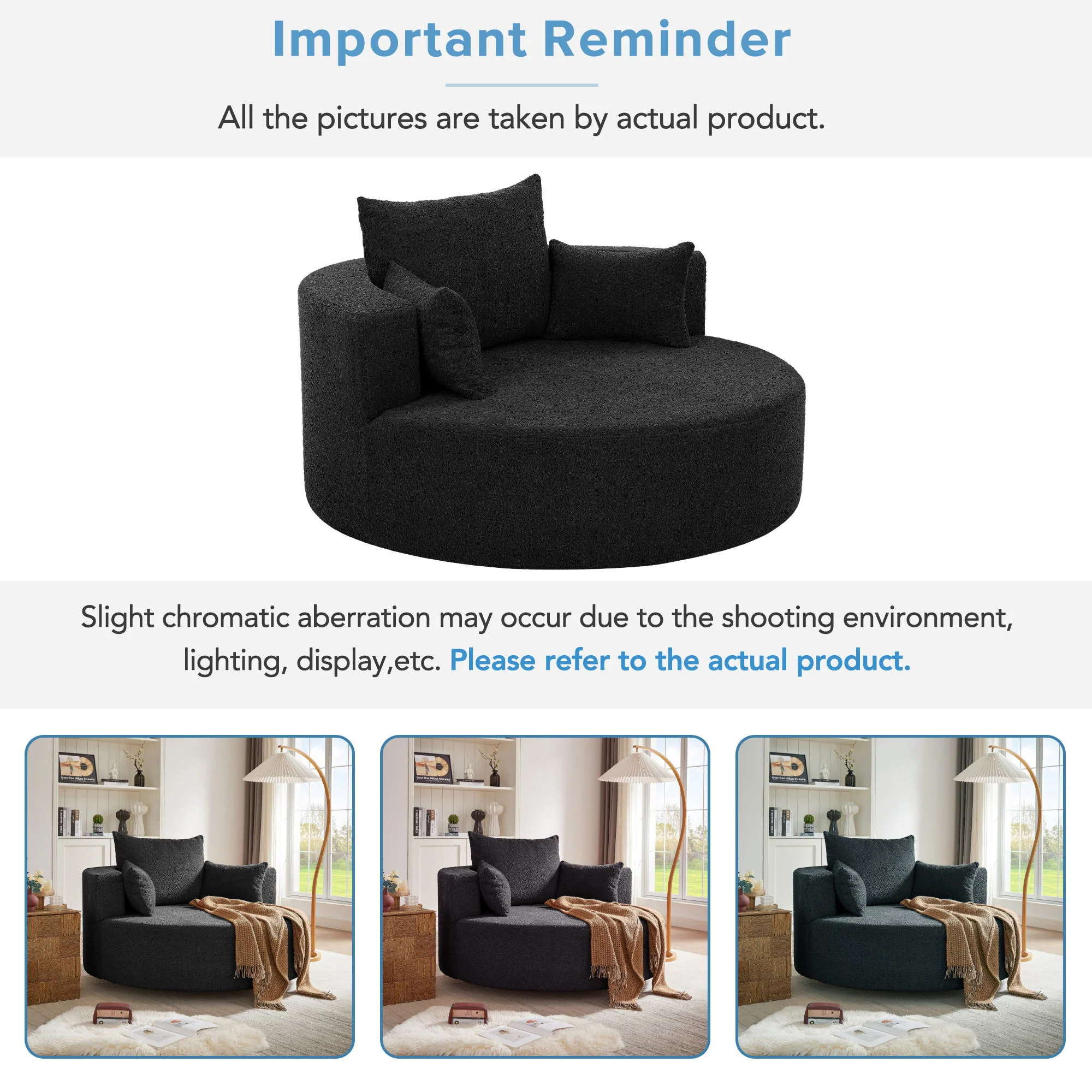 360° Swivel Chair Accent Barrel Chair With Removable Pillows - Image 15