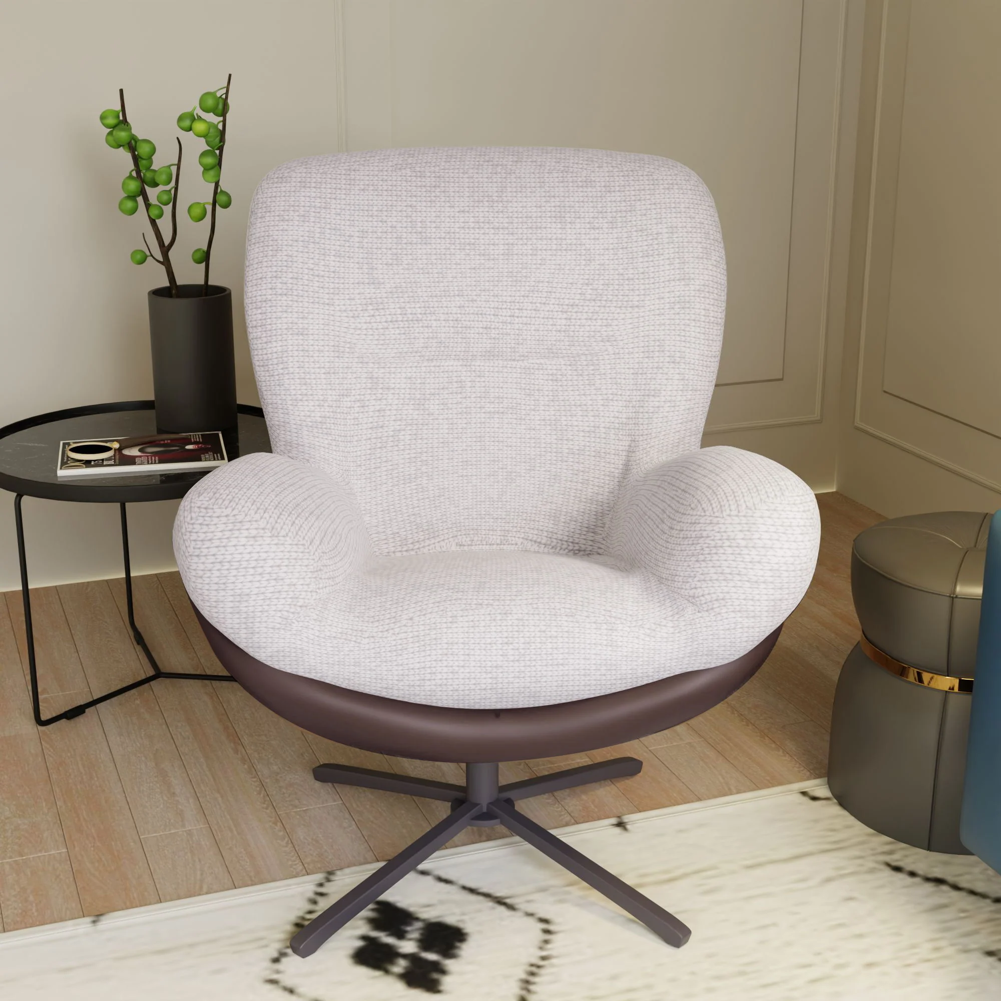 360° Swivel Office Chair, No Wheels - Image 9