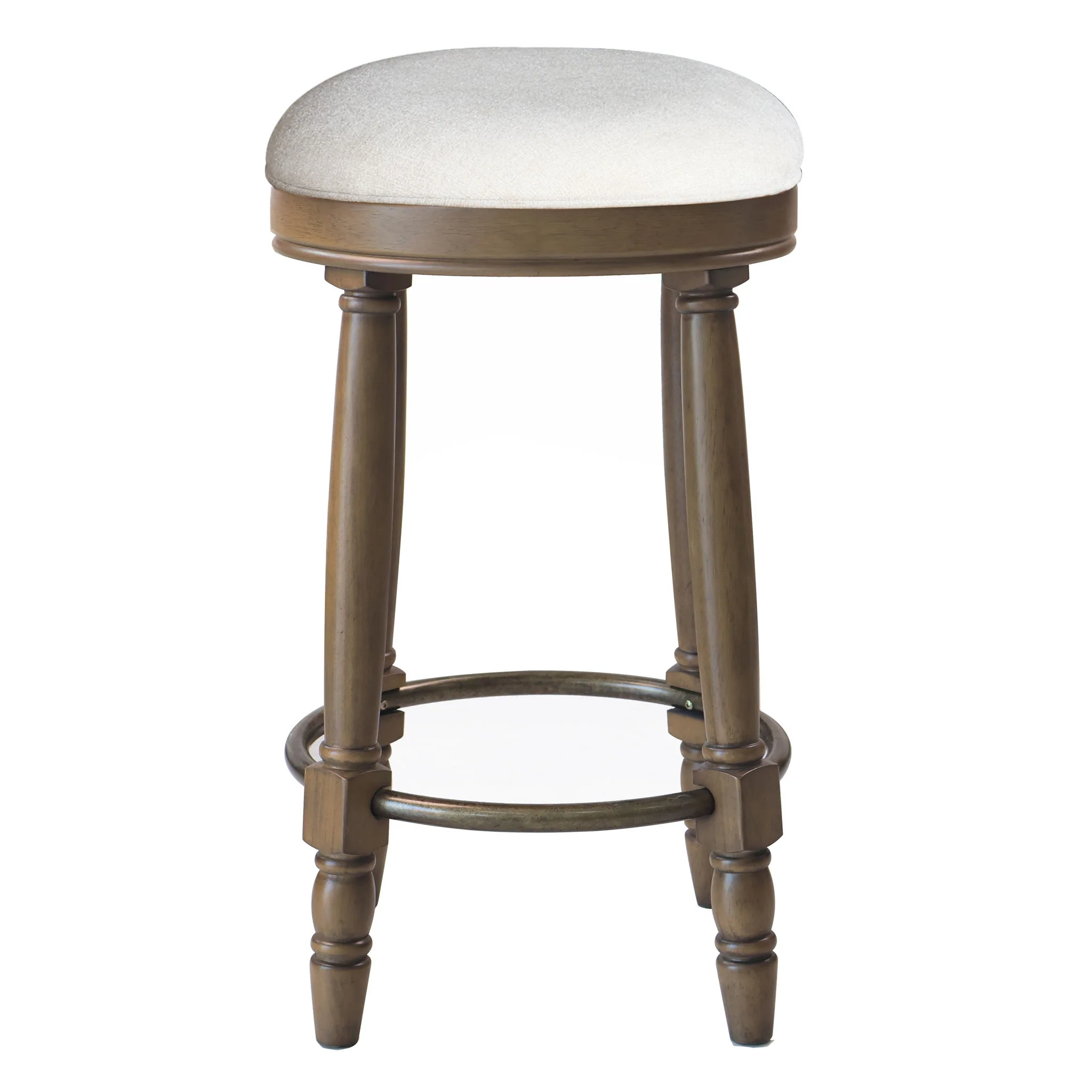360° Swivel Wooden Barstools With Upholstered Seat, Counter Height (Set of 2) - Image 3