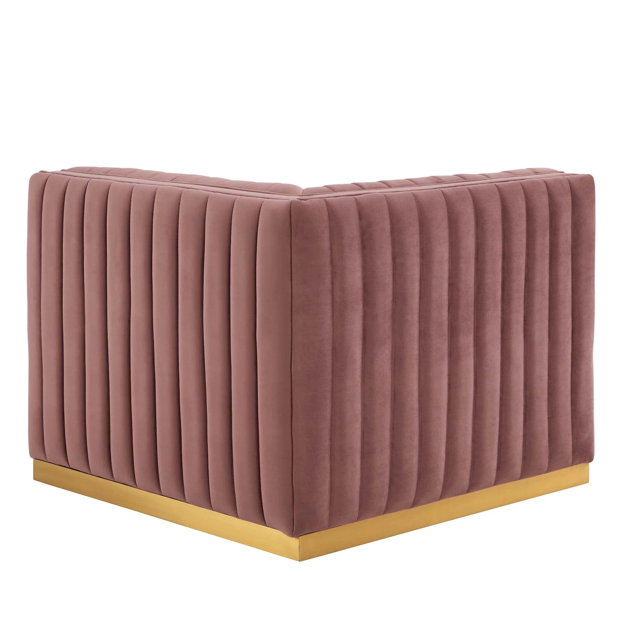 37 Inch Channel Tufted Performance Velvet Left Corner Chair with Gold Stainless Steel Base - Image 10