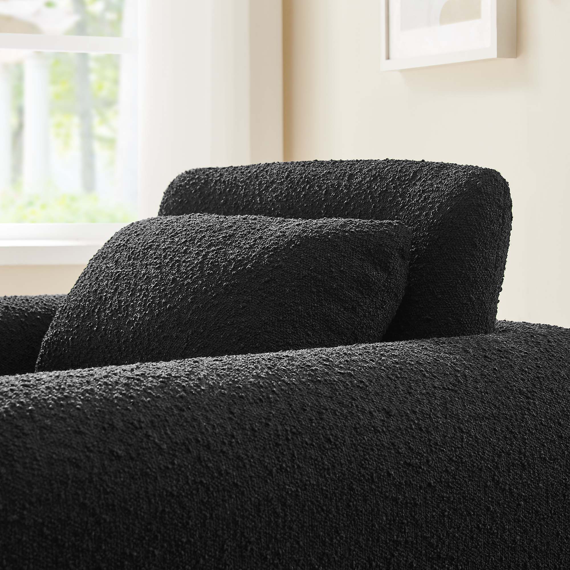 37 Inch Wavy Boucle Fabric Sculptural Armchair - Image 4