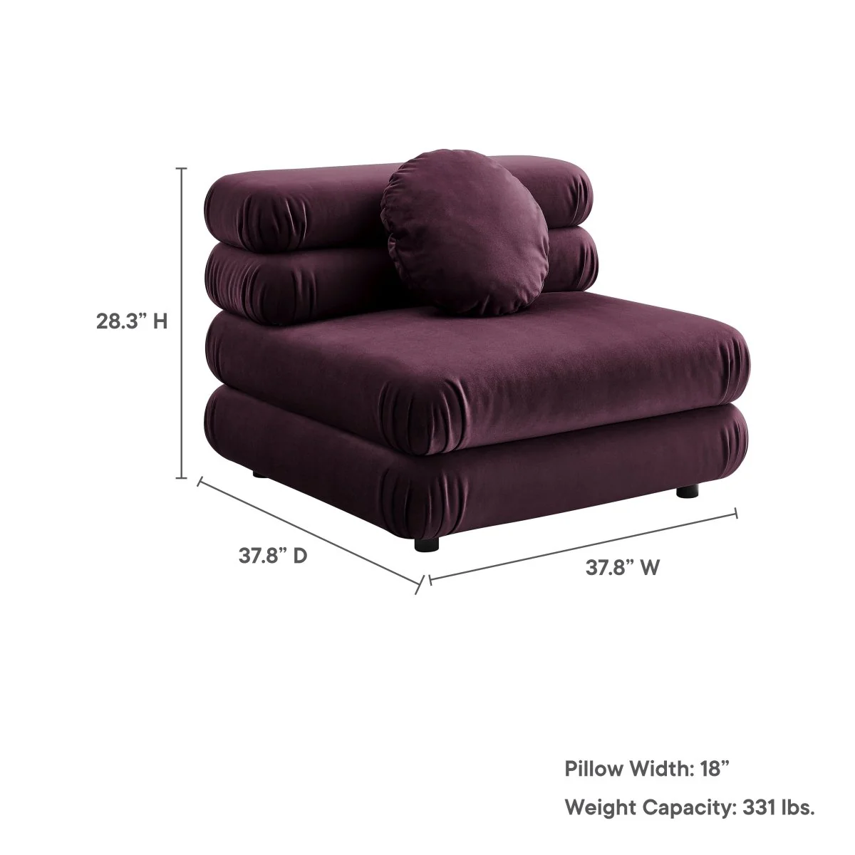38 Inch Jubilee Performance Velvet Modular Armless Chair - Image 10