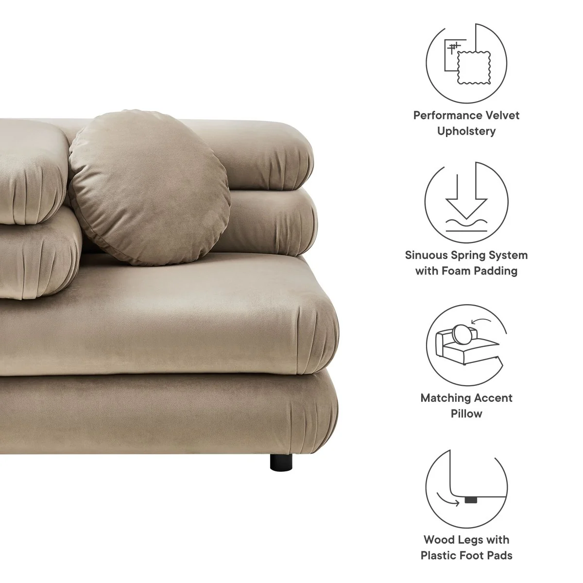 38 Inch Jubilee Performance Velvet Modular Corner Chair - Image 14