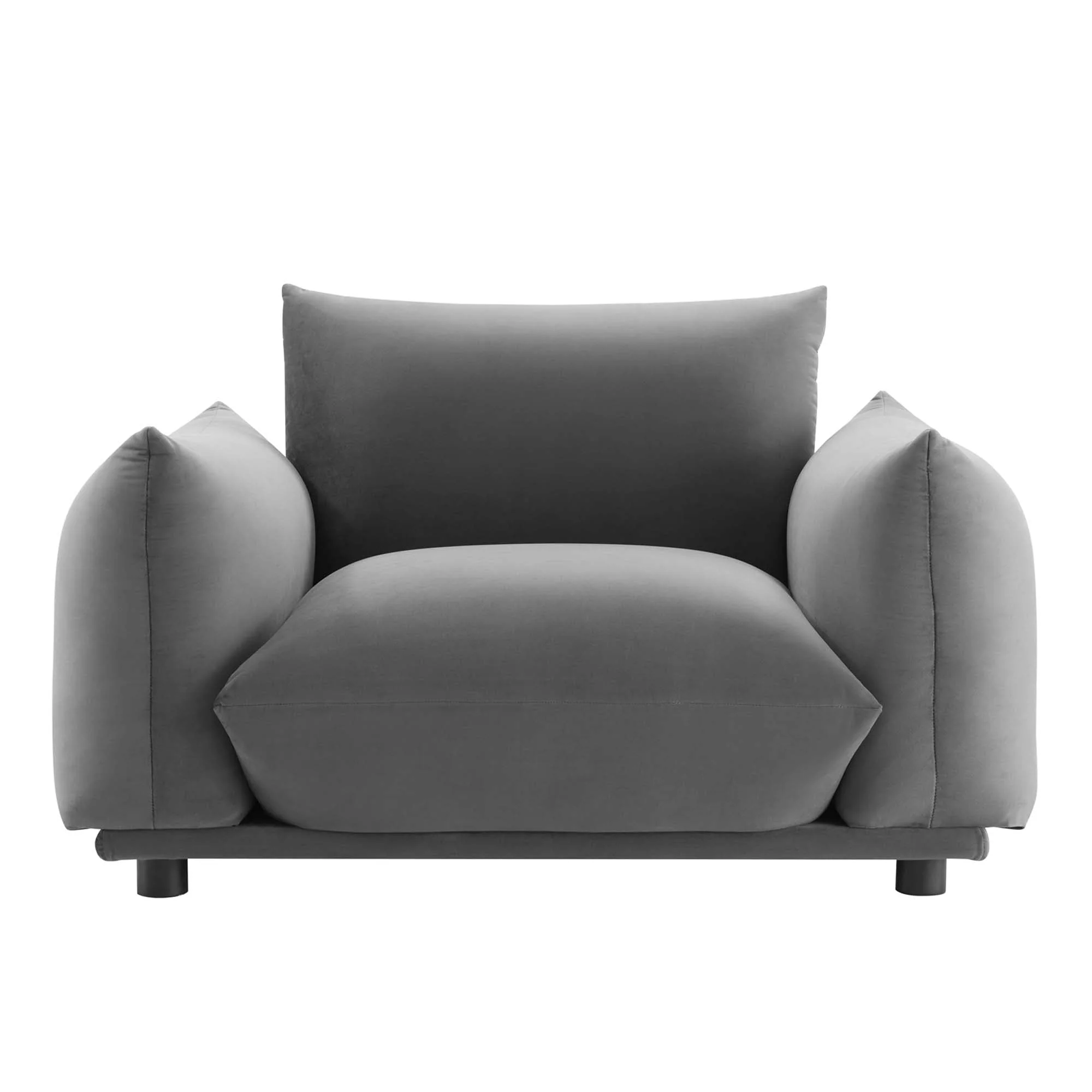 38 Inch Overstuffed Performance Velvet Accent Armchair with Rubberwood Legs - Image 11