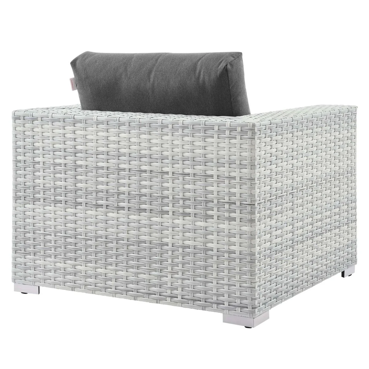 38" Light Gray Wicker Rattan Outdoor Armchair with Cushions and Weather-Resistant Frame - Image 37