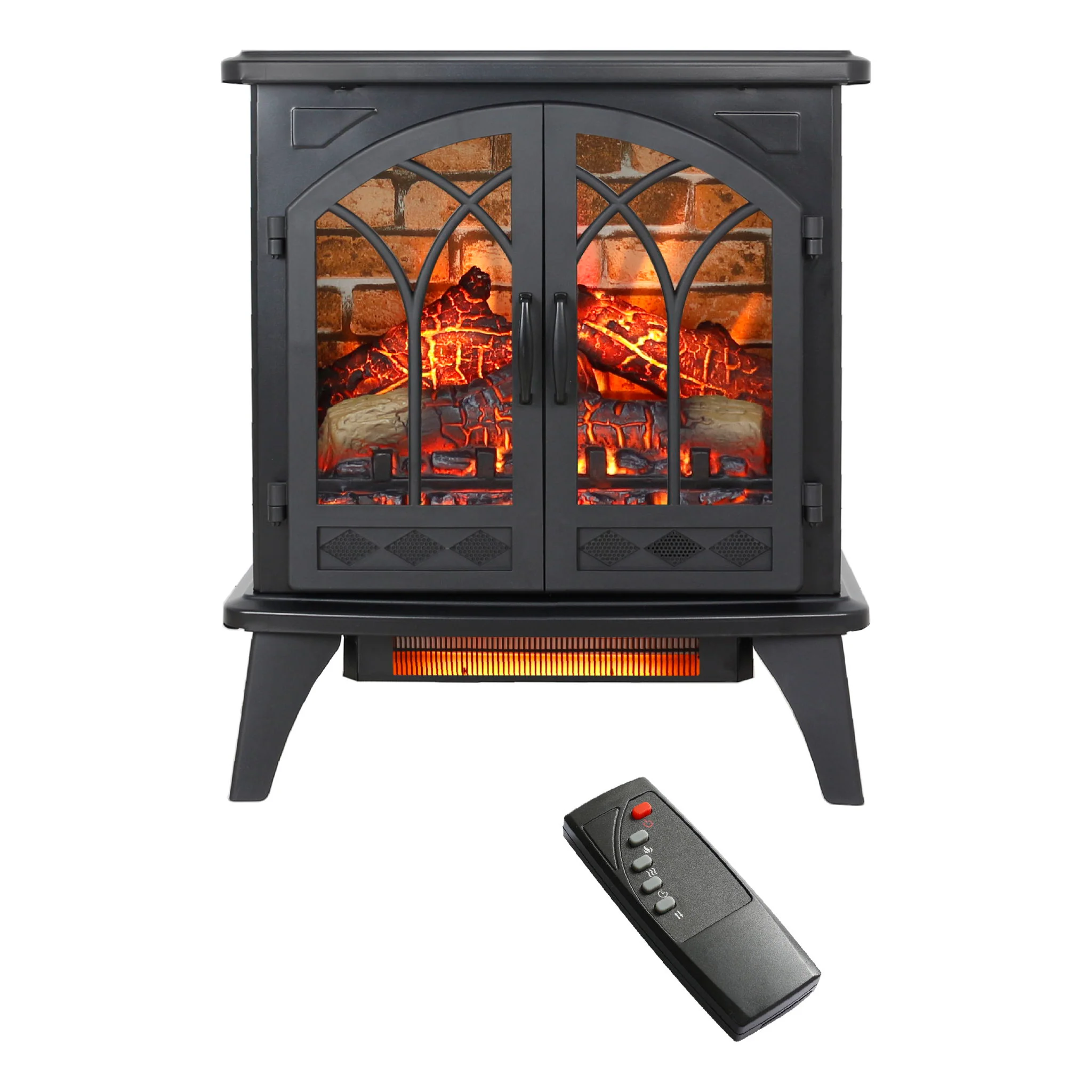 3D Flame Electric Infrared Quartz Fireplace Stove With Remote Control - Antique Black - Image 3