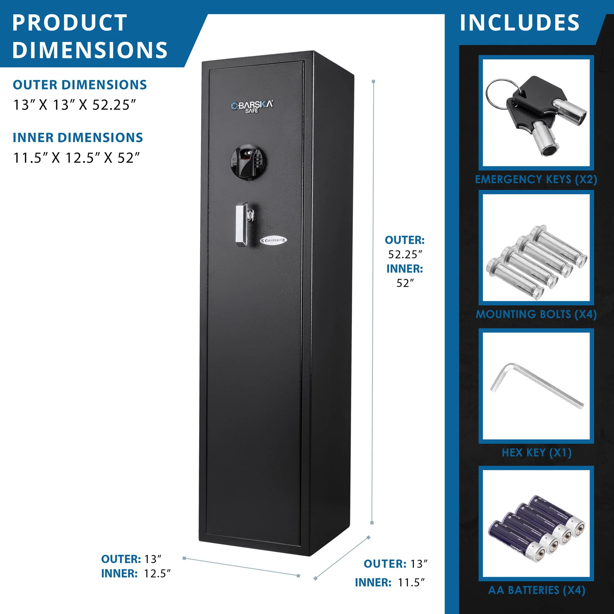 4.33 Cu Ft Biometric Keypad Rifle Safe - Black - Image 2