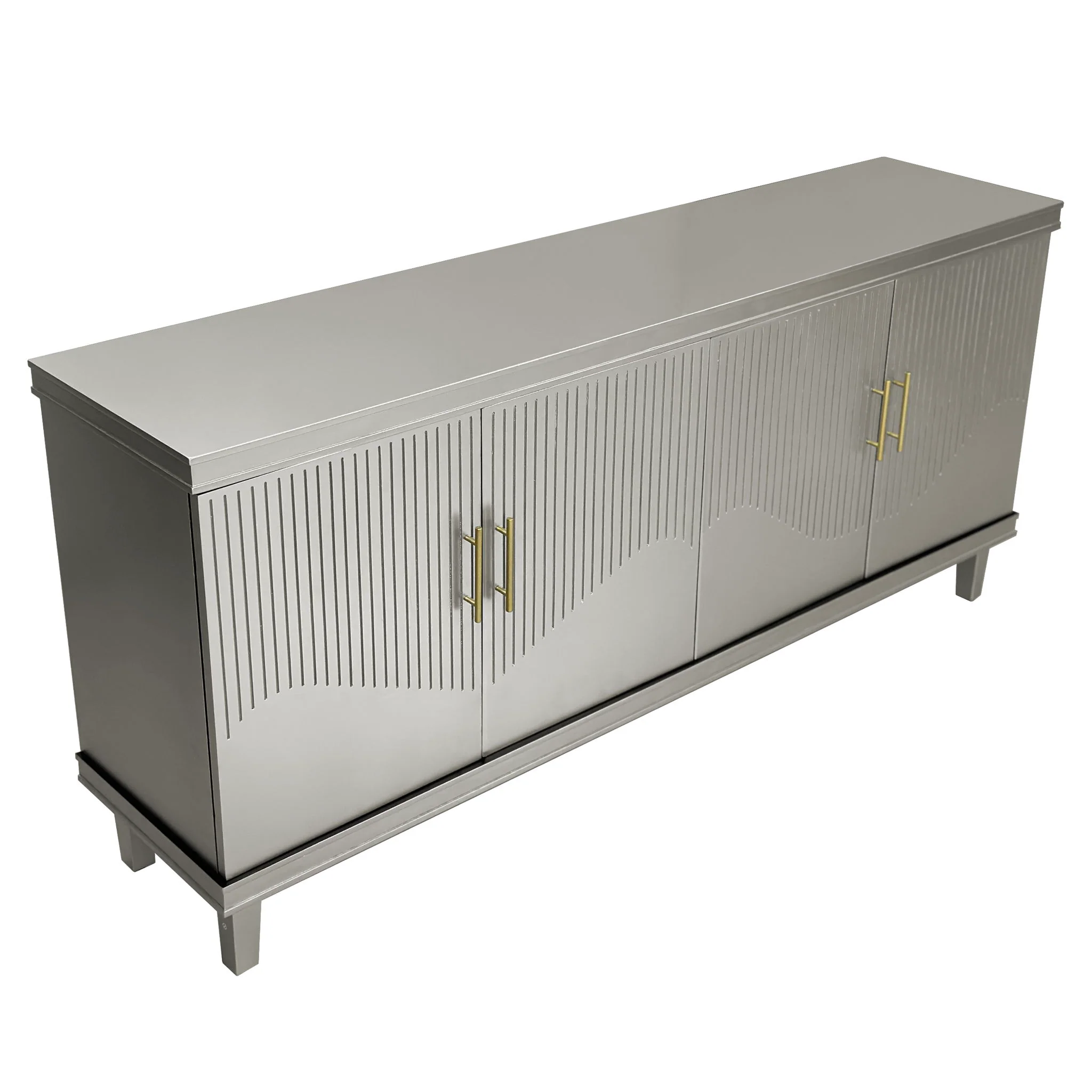 4 Door Cabinet With Adjustable Shelves, Large Storage For Living Room - Champagne - Image 4