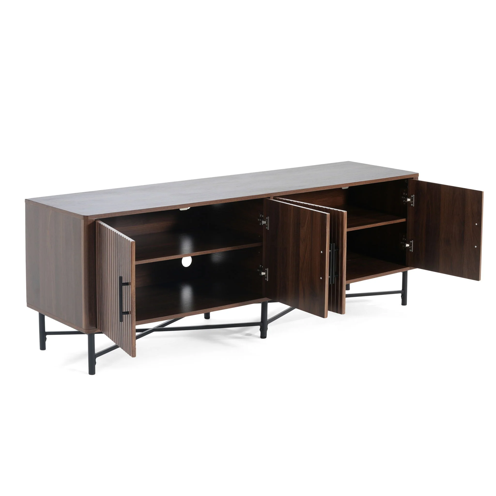 4 Door TV Cabinet, 2 Storage Spaces, Adjustable Shelves - Image 9