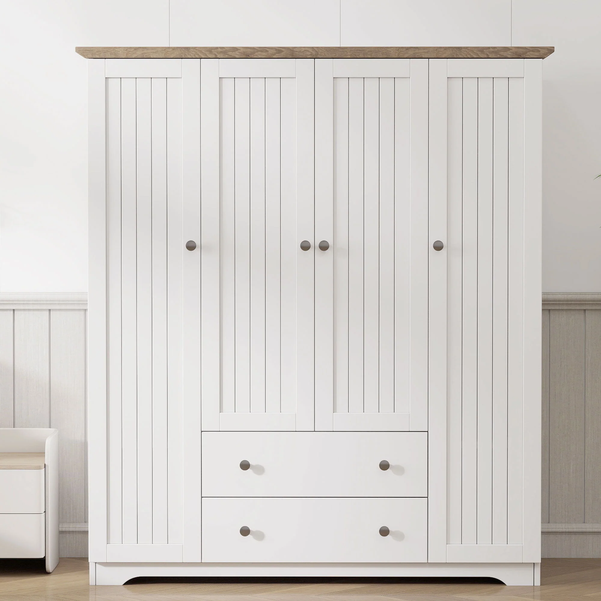4 Door Wardrobe Armoire With 2 Drawers - Image 16