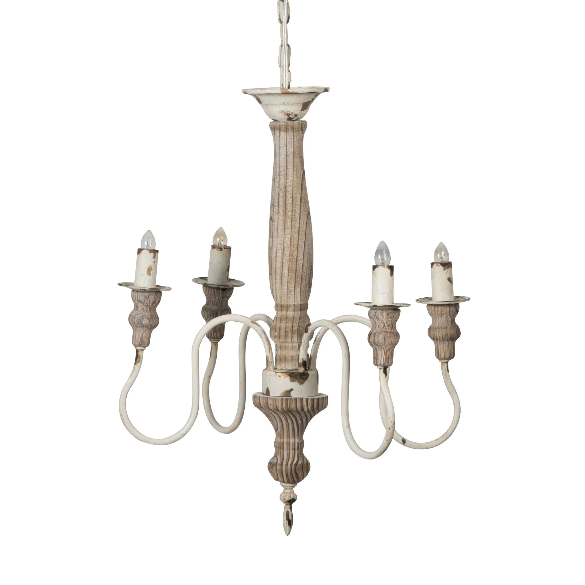 4 Light Chandelier, Hanging Light Fixture With Adjustable Chain For Kitchen, Bulb Not Included - Cream White - Image 2